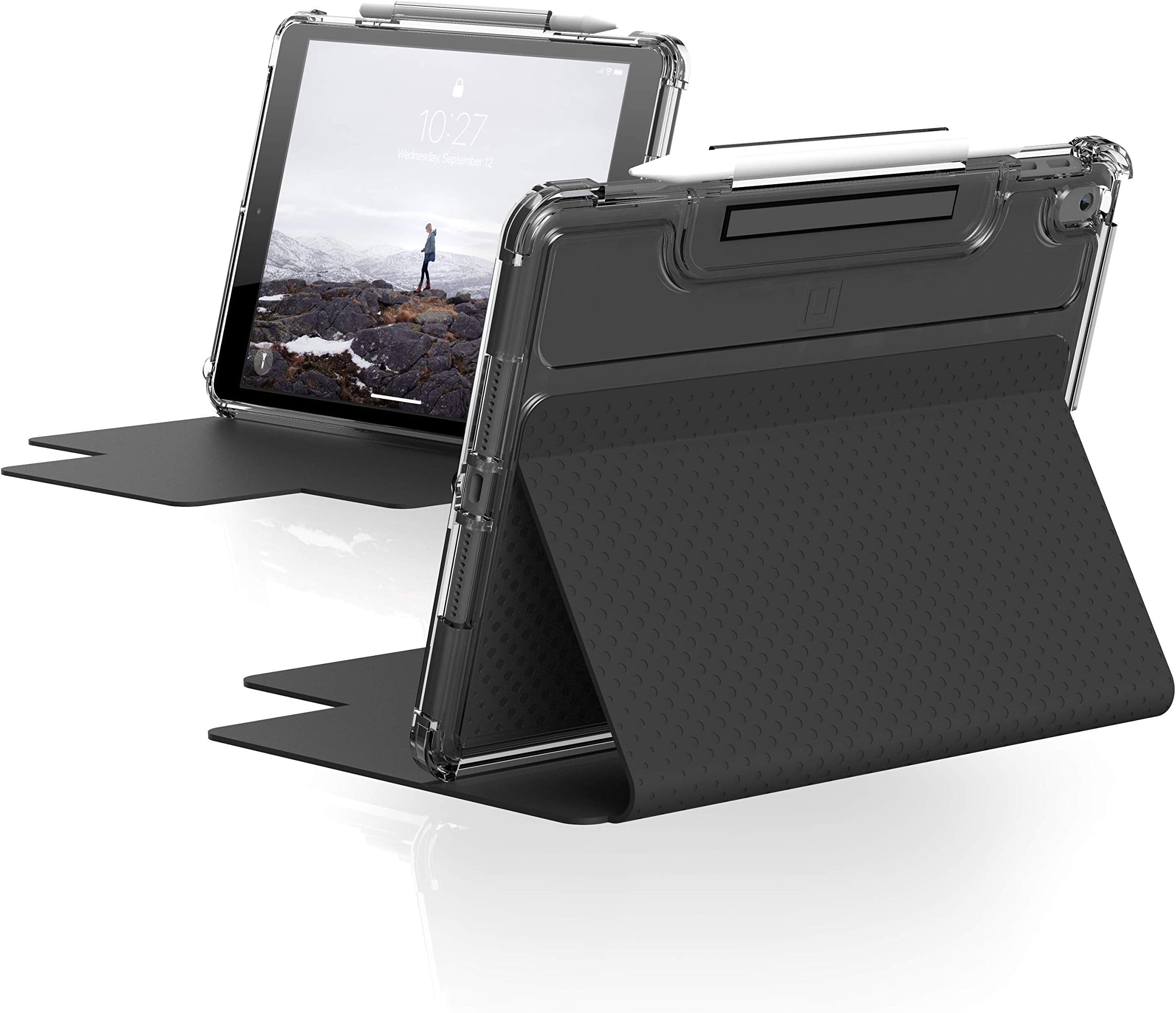 [U] by UAG iPad 10.2-inch (8th Gen, 2020) & (7th Gen, 2019) Case Lucent Translucent Lightweight Ultra-Slim Shockproof Smart Folio Protective Cover with Auto/Sleep Wake & Pencil Holder, Black/Ice