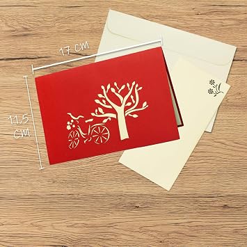 LINPOPUP Pop-Up card, pop up 3D card, birthday cards, greeting card, flowers bike N153