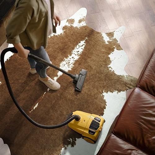 Vista 5 de AROGAN Alfombra de piel de vaca sintética de alta calidad de 6.2 x 5.2 pies, resistente y de gran tamaño, alfombra con estampado de vaca, adecuada