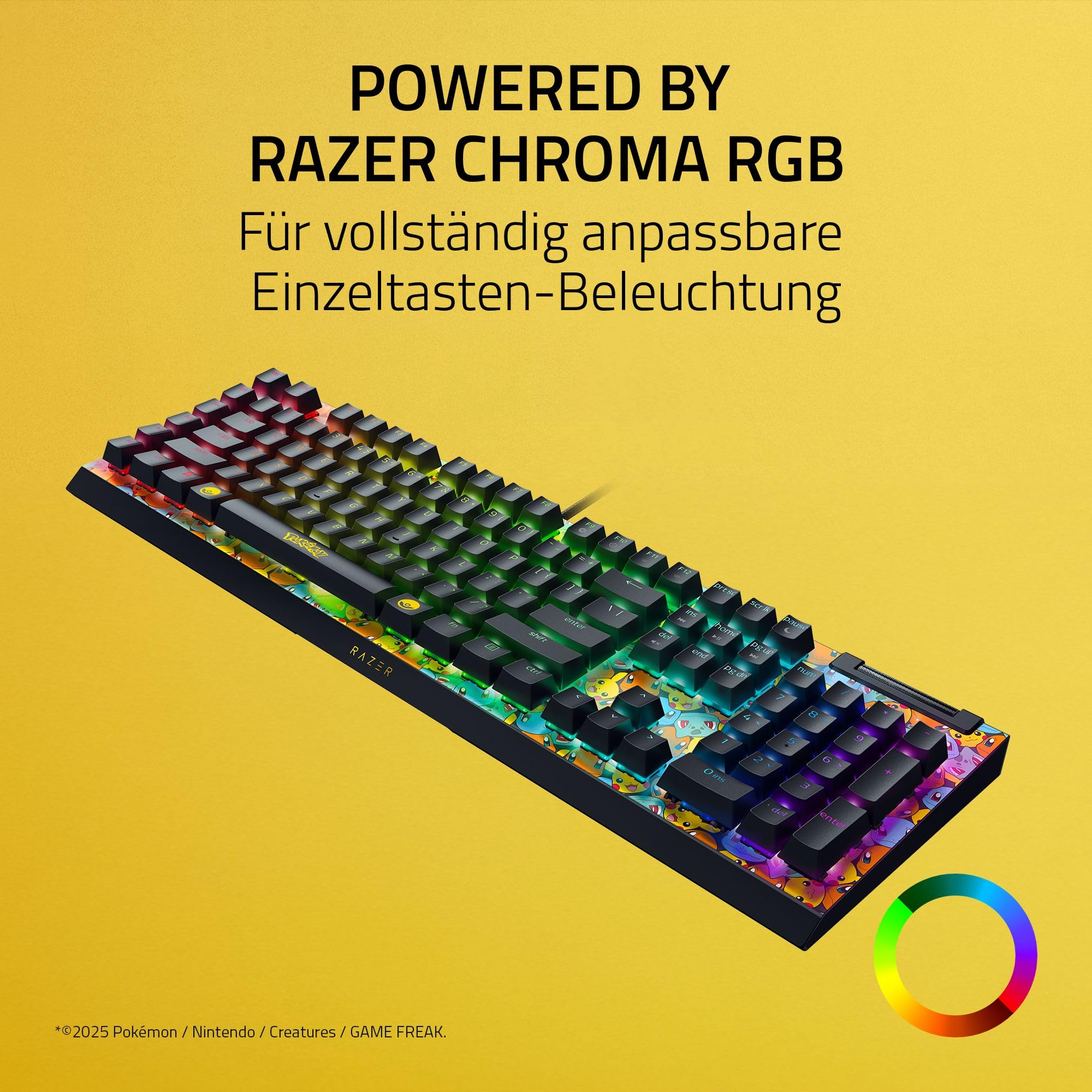 Razer BlackWidow V4 X Pokémon Edition - Mechanische Gaming-Tastatur - Chroma RGB - grüne Clicky Switches - 6 dedizierte Makro-Tasten - Doubleshot-ABS-Tastenkappen - QWERTY US-Layout | Pokémon Kanto