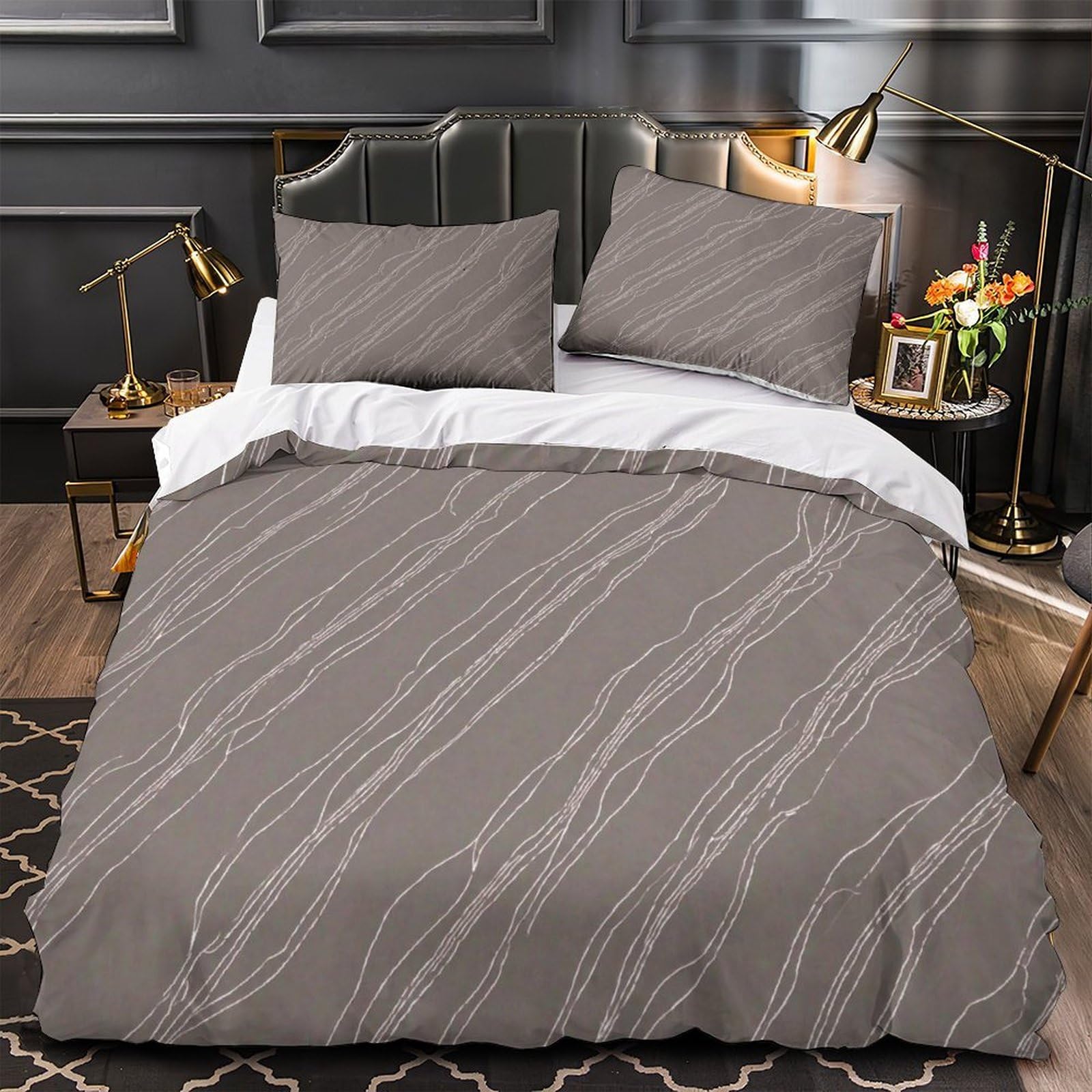 Housse de couette 260x220 cm avec 2 taies d'oreiller en microfibre imprimée 3D