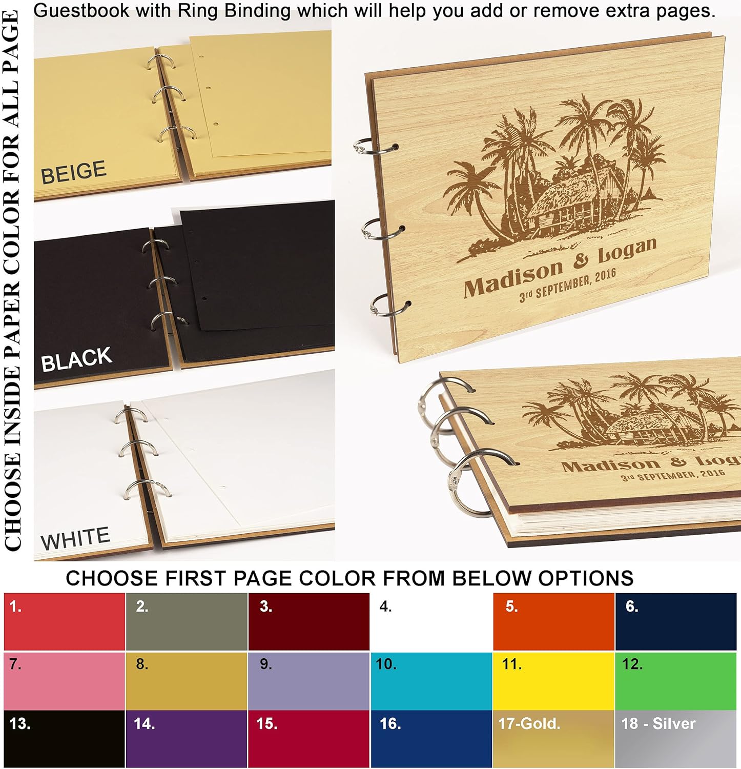 Darling Souvenir Personalized Engraved Laser Cut Wedding Guest Book Wooden Cover Sign-in Book Registry Guestbook Scrapbook-39