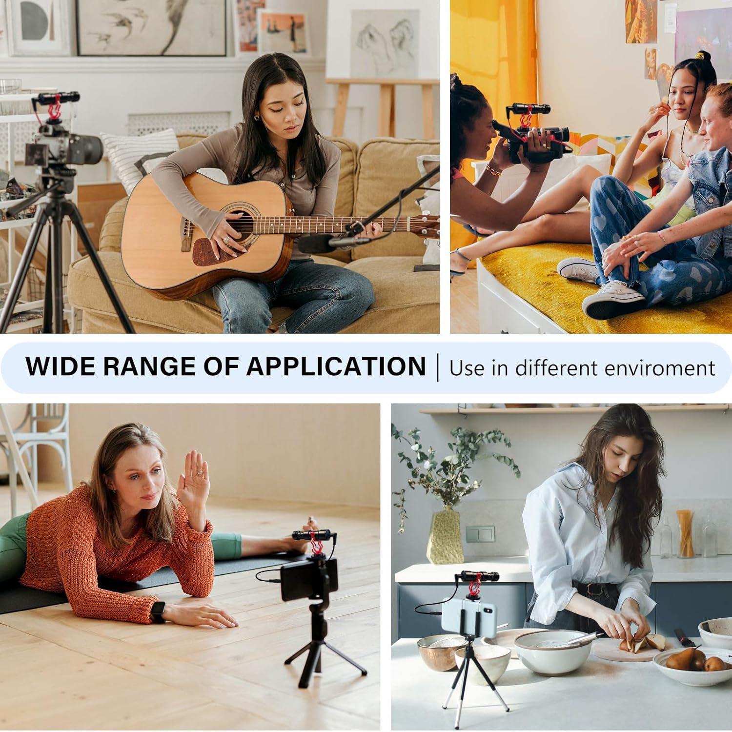 Professional External Video Microphone - Cardioid Condenser Directional Microphone with Shockmount for DSLR, iPhone, Android Smartphones, Shotgun Camera Recording Mic for Vlogging, YouTube, Podcast : Electronics