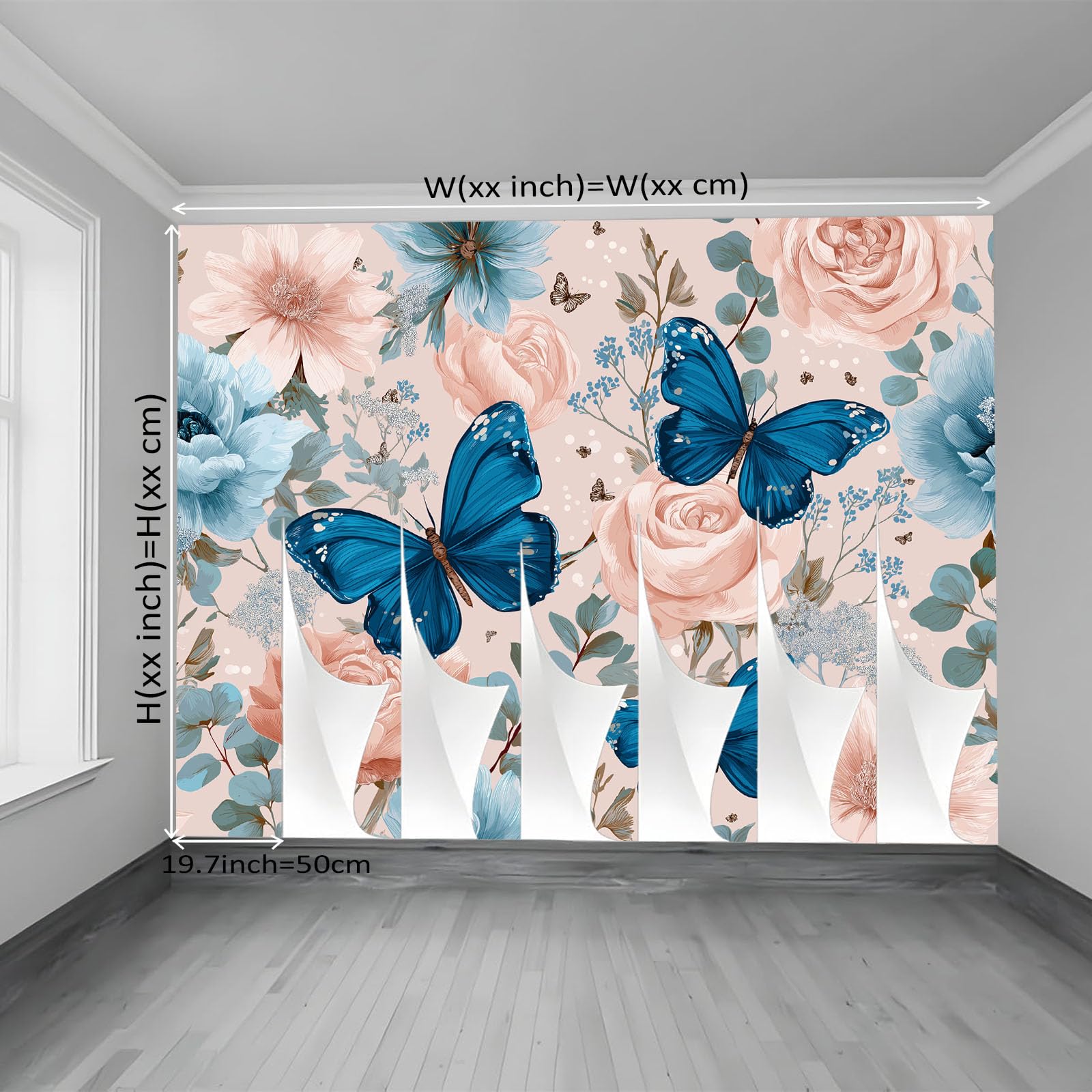 Romantisch Grünpflanze Rose Tier Schmetterling Drucken Vliestapete Tapete