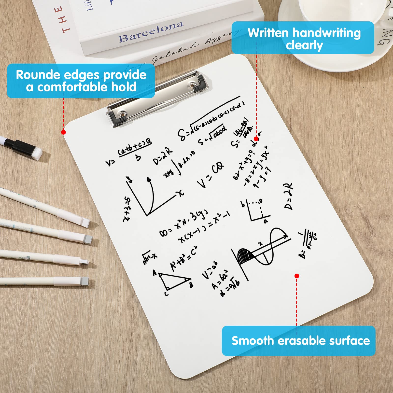 Jutom 50 Pcs Double Sided Dry Erase Clipboards Bulk 9" x 12.5