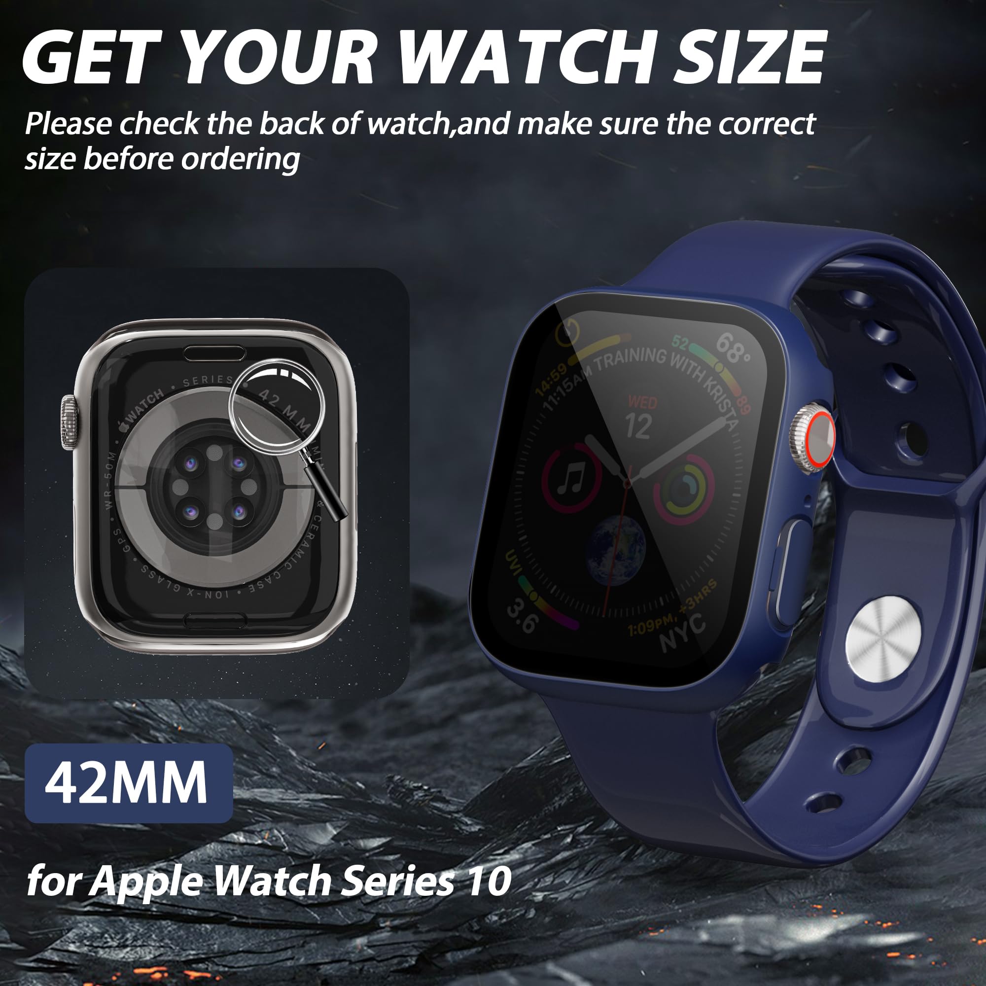 LINTEKER 2 Pack for Apple Watch 42mm Case with Privacy Screen Protector - Image 4
