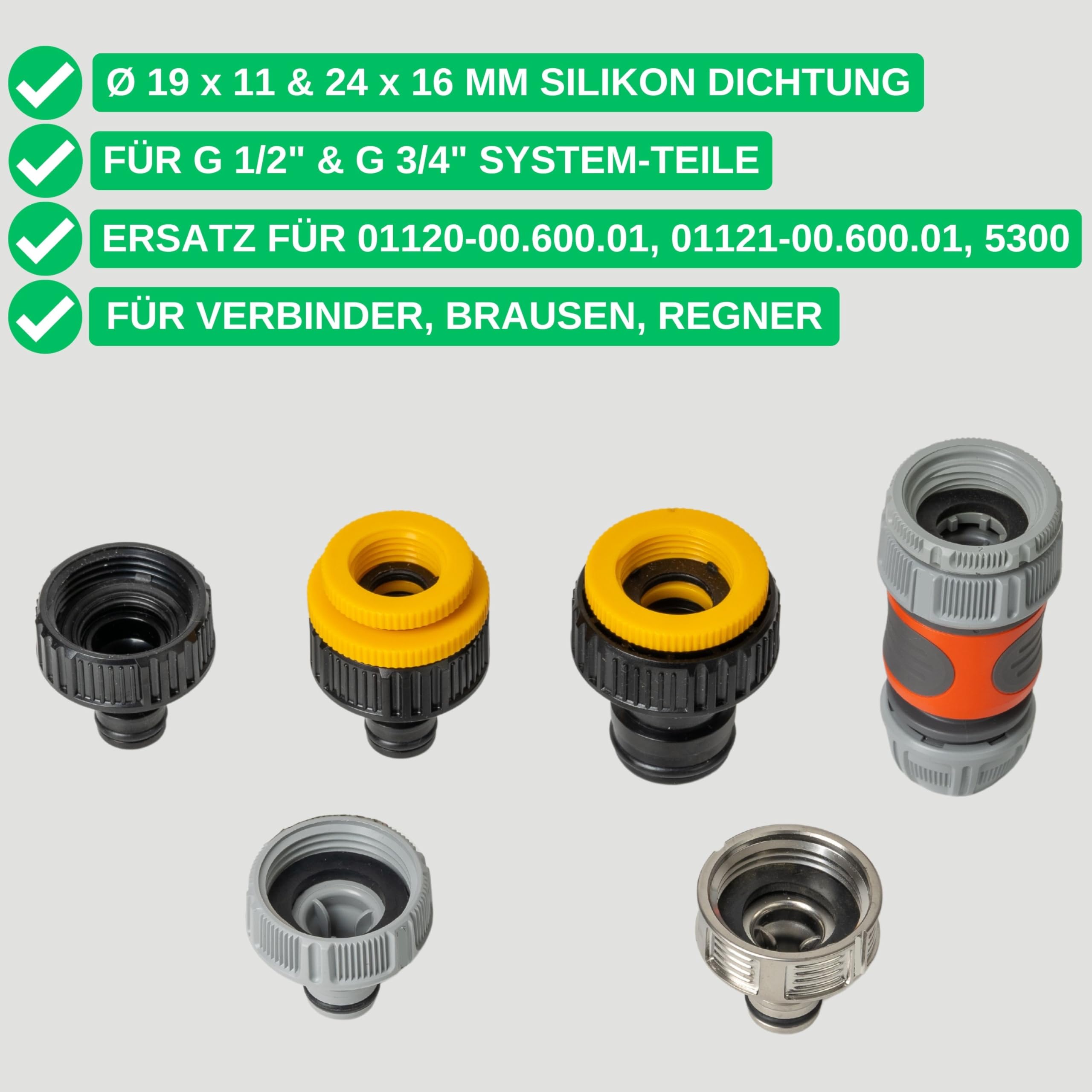 Replacement flat seals set, 24 pieces, for G 1/2" and 3/4" garden connector systems - Image 2