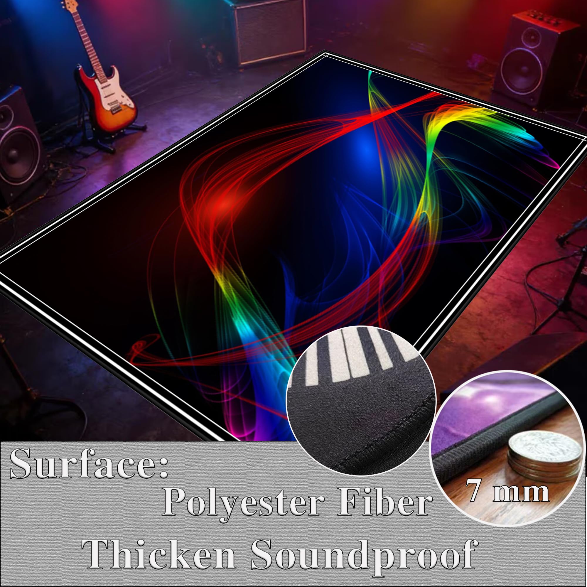 Tapis de Batterie Acoustique Tapis Tambour Insonorisant Tapis Batterie electronique Tapis Professionnel de Jazz, pour Grosse Caisse Claire et Autres Instruments de Musique 140 x 120 cm