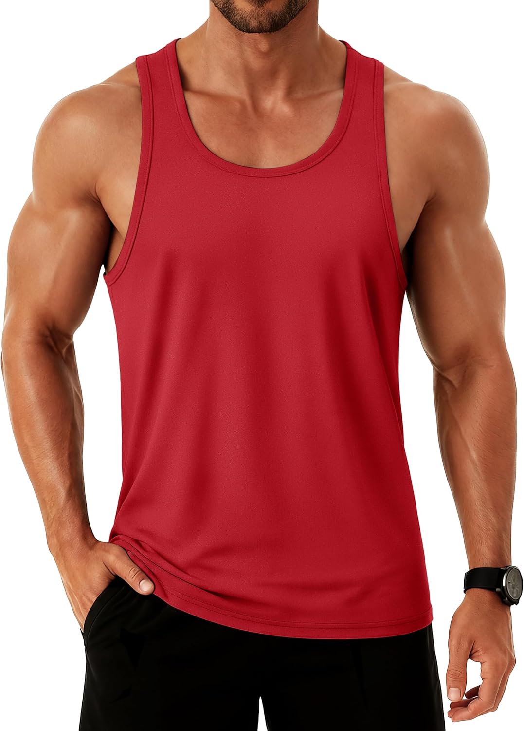 TACVASEN Mens Workout Tank Top UPF 80+ Y-Back Muscle Shirts Quick Dry Sleeveless Tee Shirt for Swim Beach Gym Athletic - Image 4