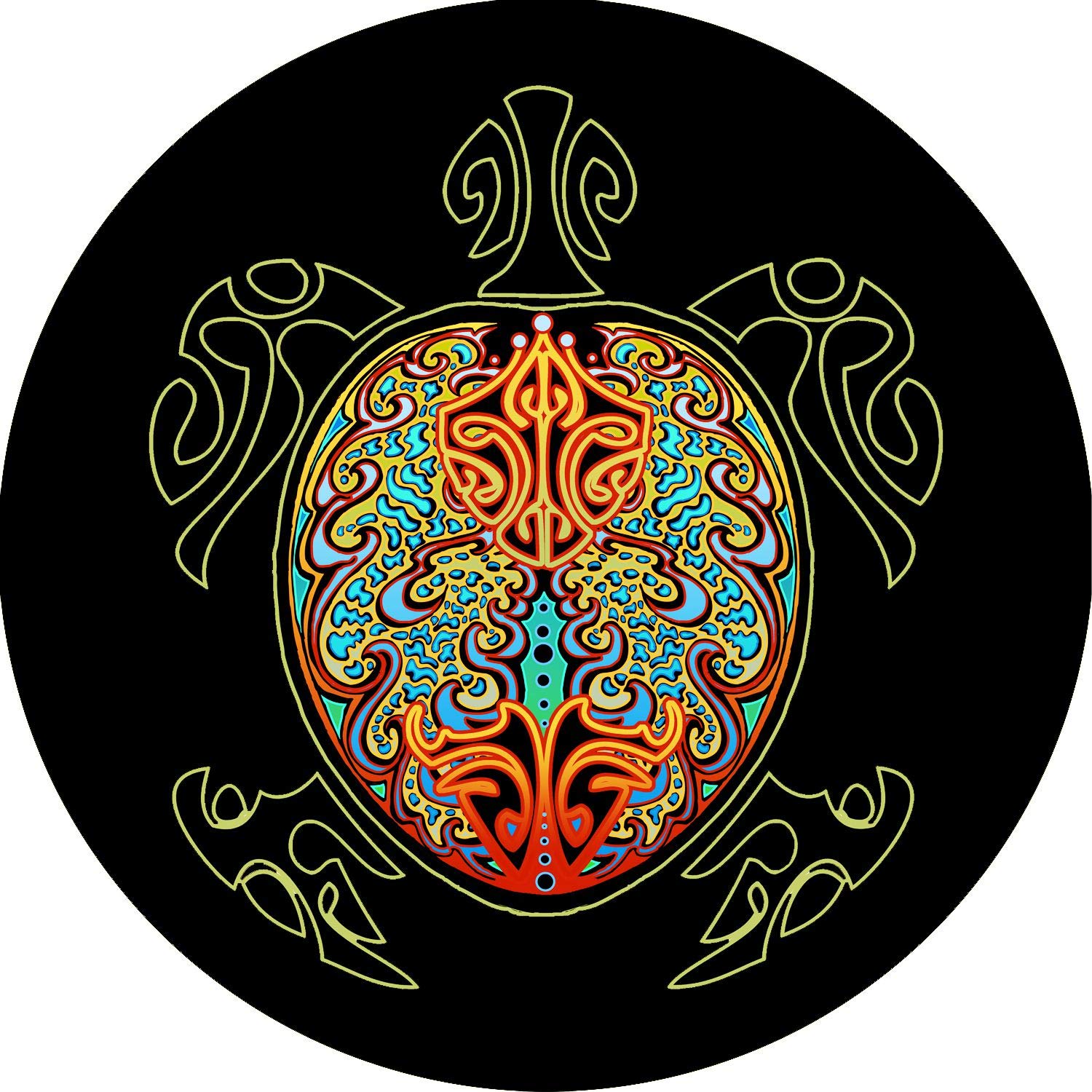 Tire Cover Central Żółw #4 wielokolorowy pokrowiec na oponę do przyczepy kempingowej Jeep RV (235/75r15) Rozmiary menu rozwijanego