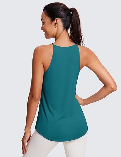 Miniatura 2 de CRZ YOGA Camisetas de entrenamiento de cuello alto halter para mujer, camisetas sin mangas, camisetas atléticas de yoga
