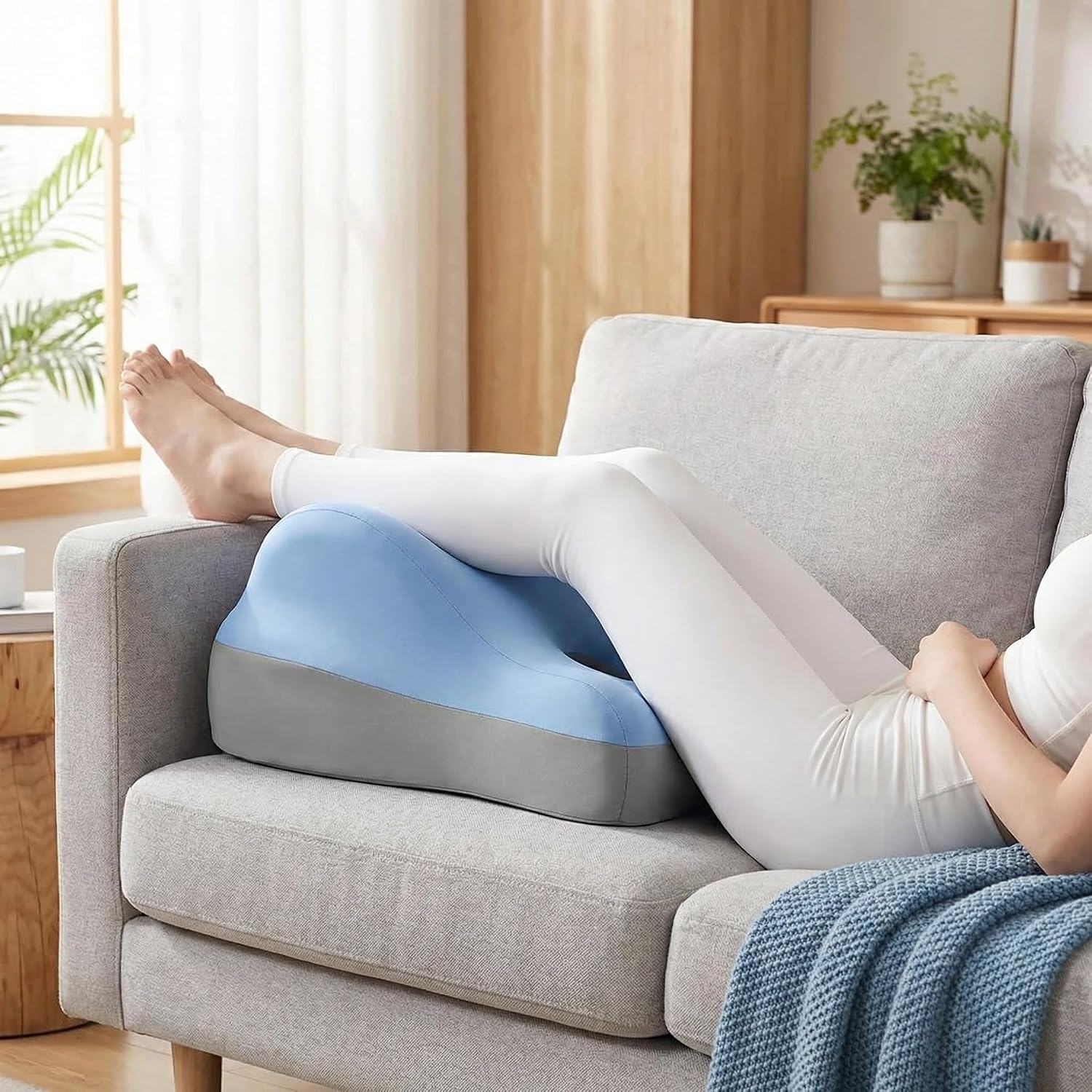 Ergonomic Memory Foam Wedge Pillow, Contoured Support Pillows, 27° Angled Support for Waist and Neck, Multi-Position Support Pillow (Slate Blue)