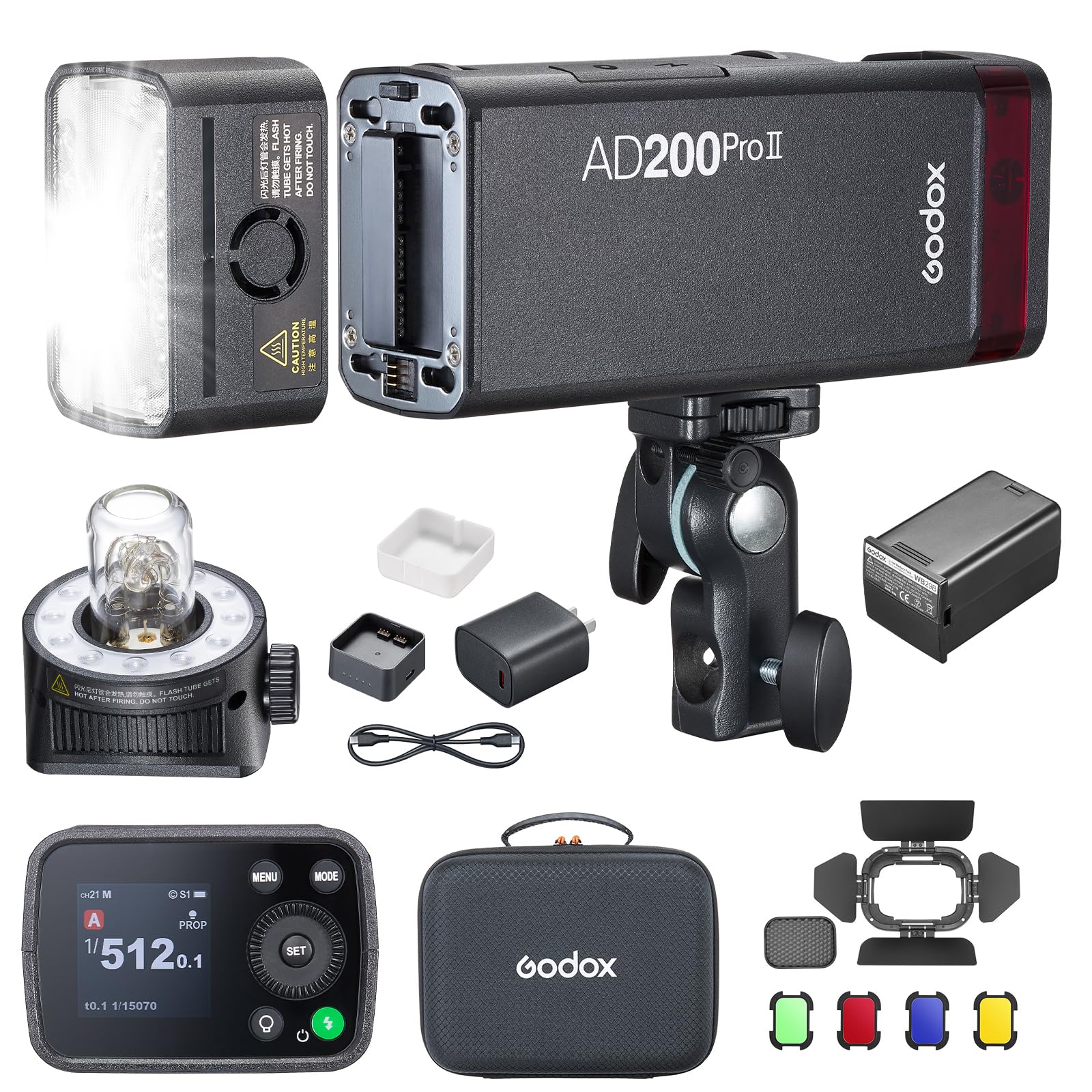 Godox AD200Pro II AD200ProII Flash Speedlight Strobe with BD-07II 200Ws 2.4G TTL, 500 Flash con Tascabili a Piena Potenza per Canon,Sony,Nikon,Fuji,Olympus, Panasonic (AD200Pro Aggiornato)