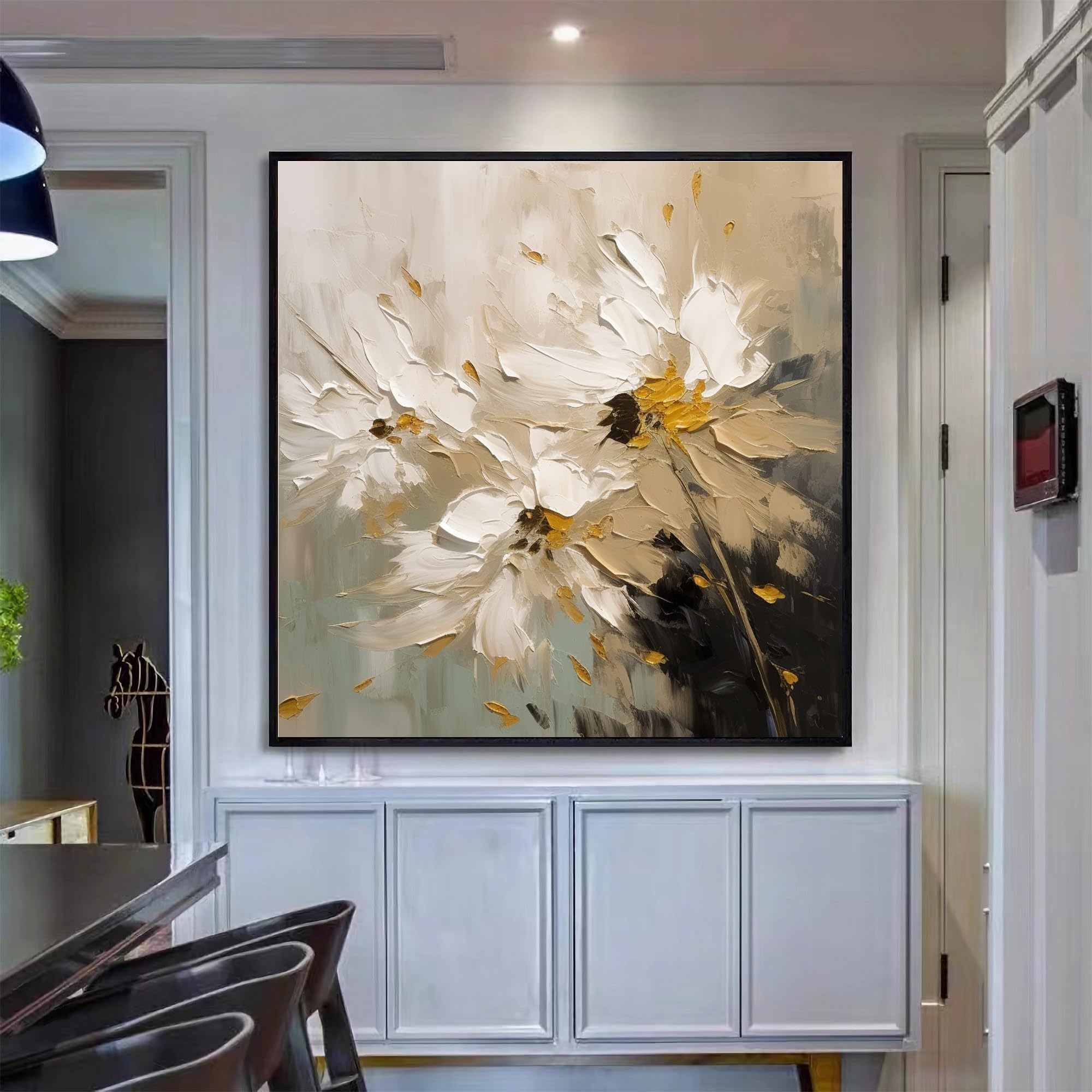 油彩画　【Smellful】 3S Amazon.com: ‎UYLHJKLZ Original Abstract Flower Oil Painting Flower
