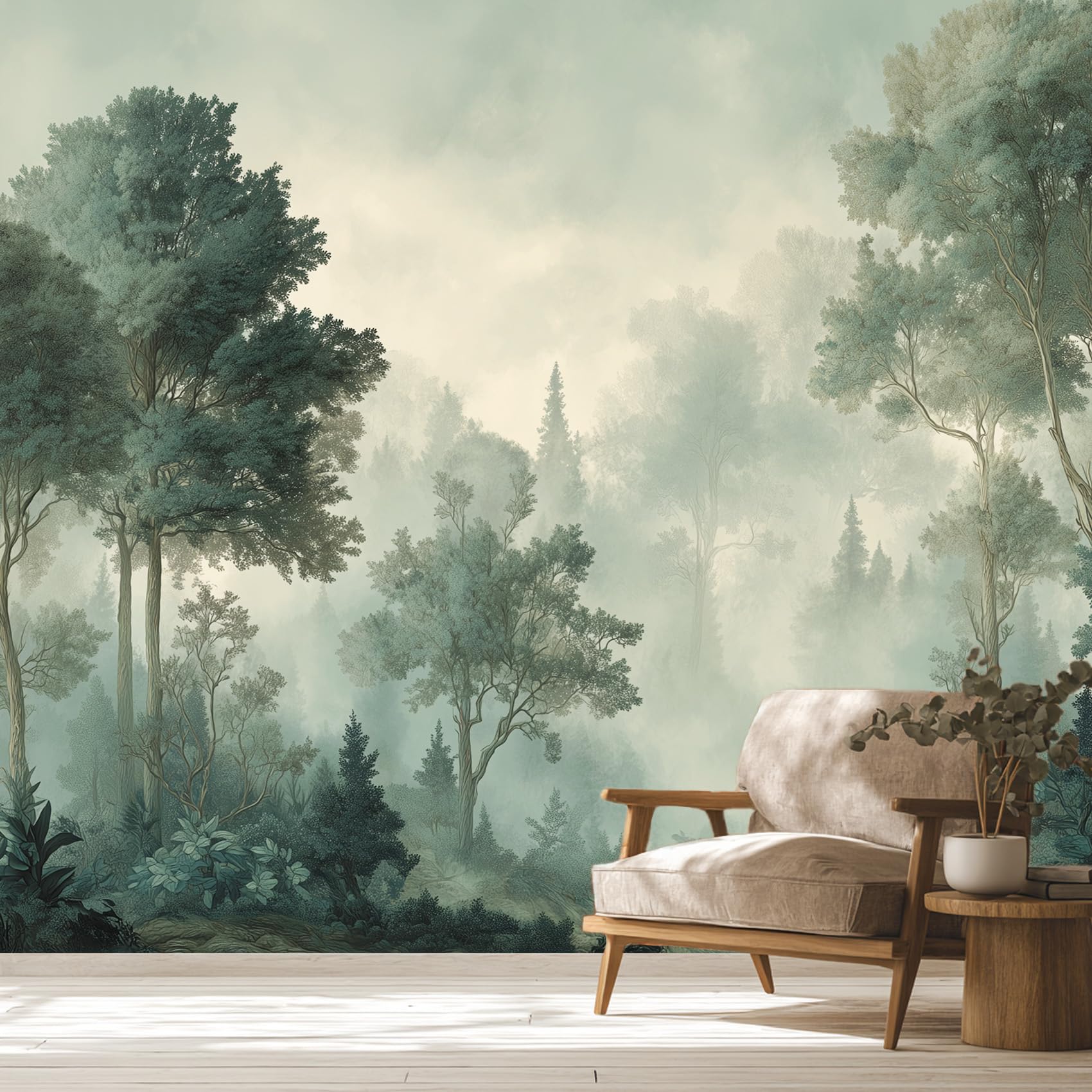 Generisch Tapete Nebelwald, Vliestapete Natur Landschaft Innen Wohnzimmer Küche Schlafzimmer Tapeten, Nebelwald Wand Deko Wandtapete 350L x 256B cm