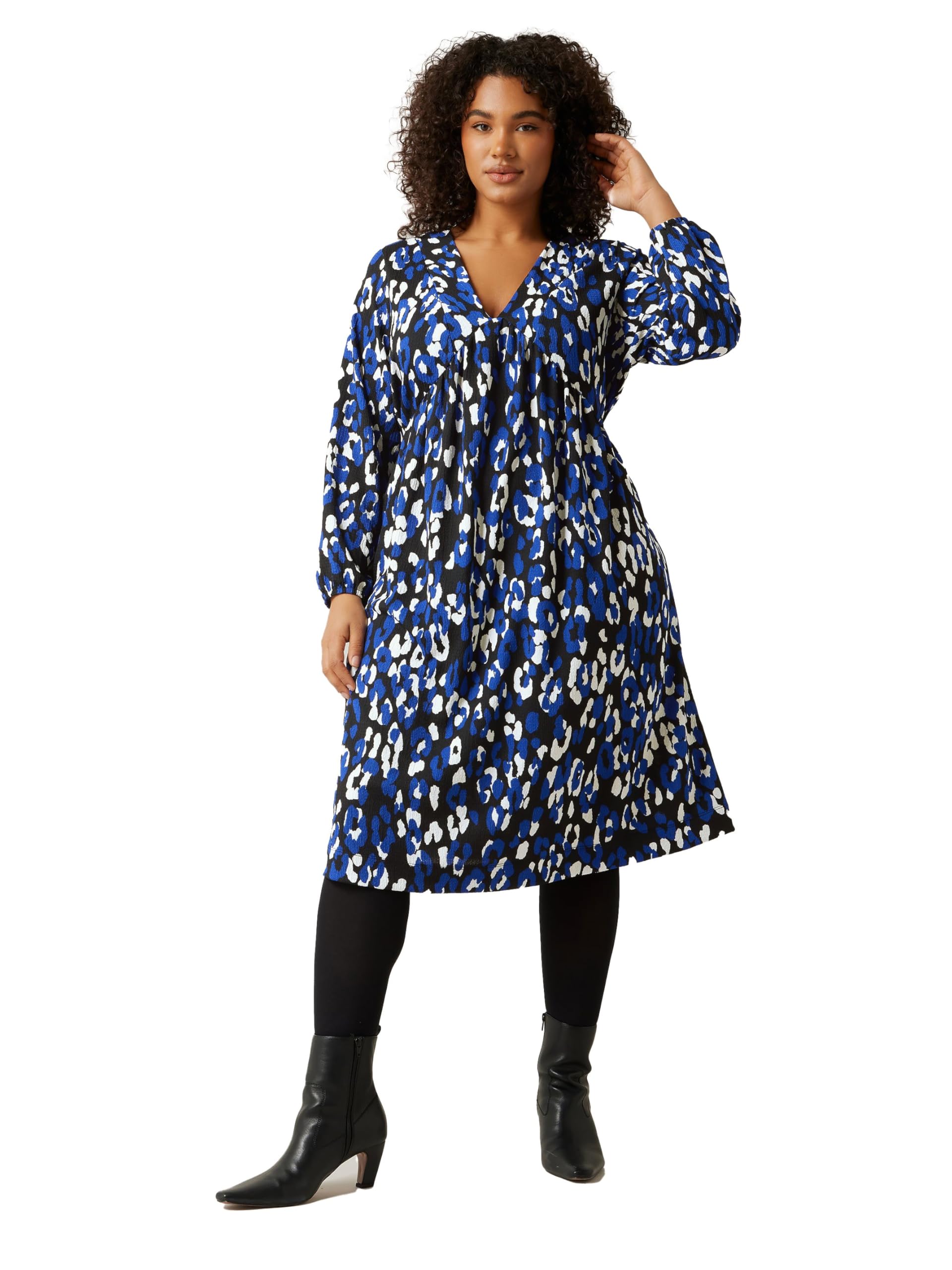 Evans Women's Blue Curve Animal Print Jersey Crepe Dress - Plus Size Curve