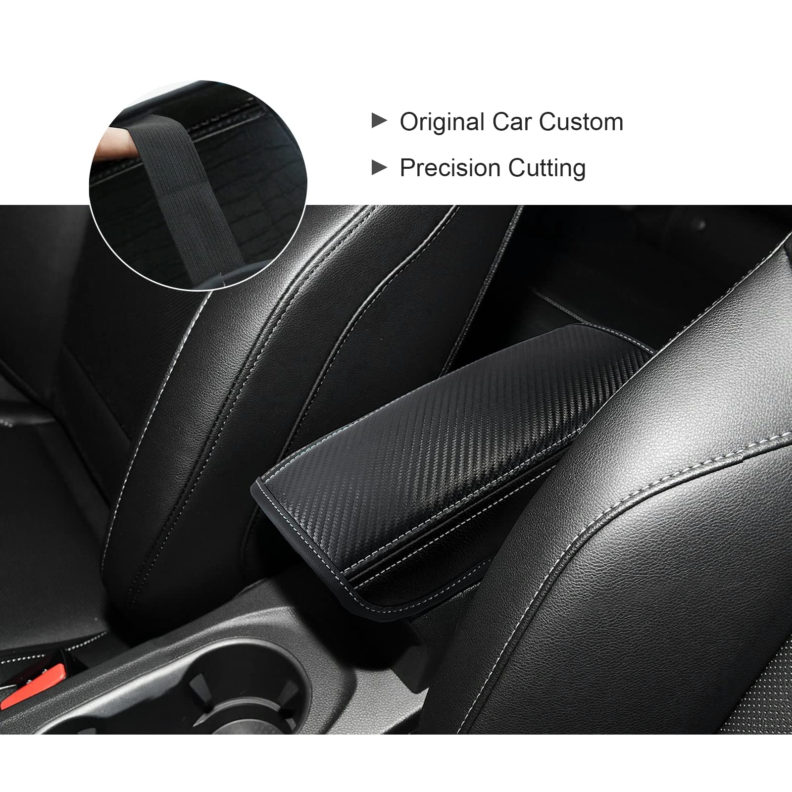 BIXUAN compatibile con Renault Captur 2 2020-2023 2024 2025 Copertura per Braccioli Console Centrale Rivestimento Bracciolo Coperchio Accessori di Protezione in pelle Imbottitura in Fibra di Carbonio