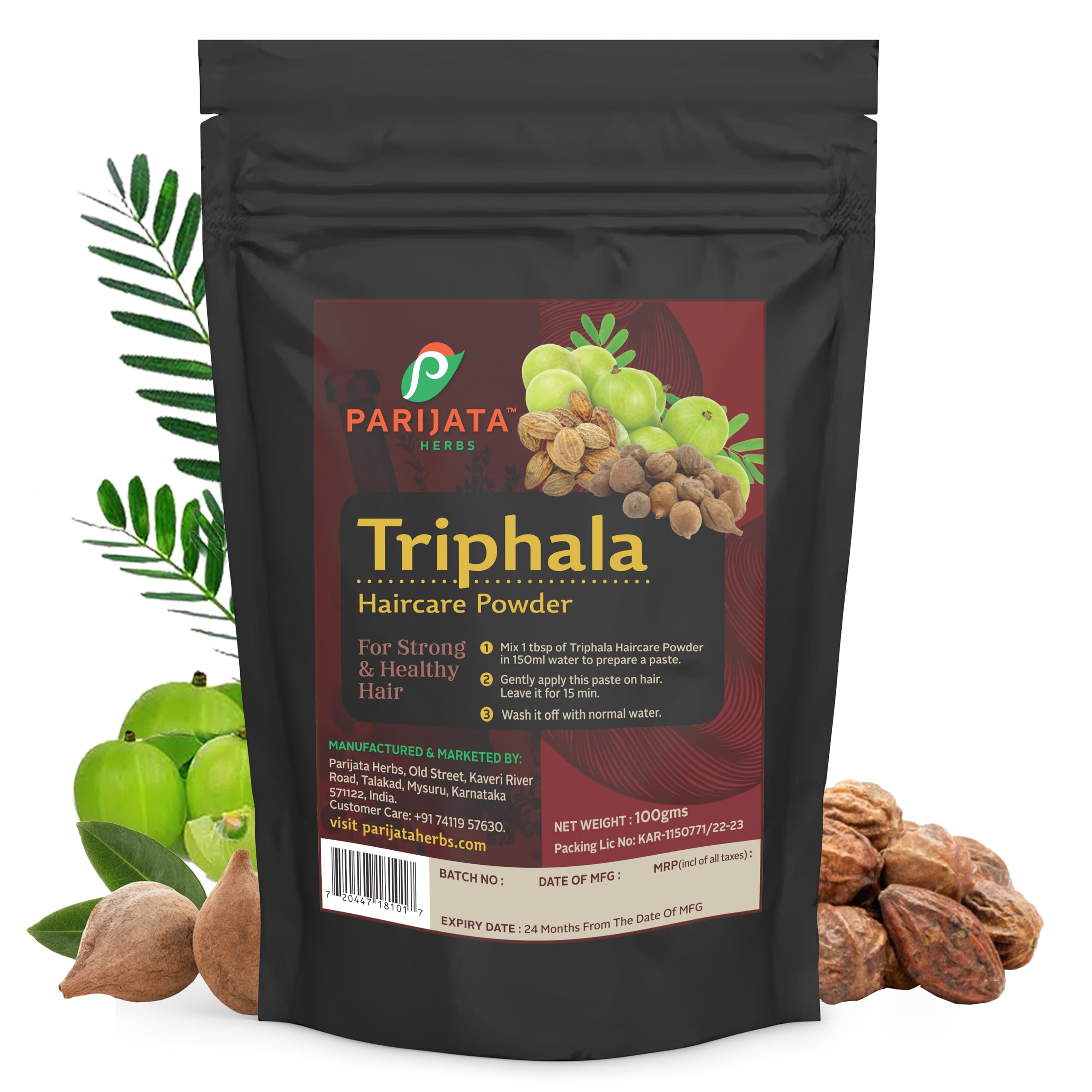 Parijata Herbs Triphala Haircare Powder for Strong and Healthy Hair, 100g-image-37