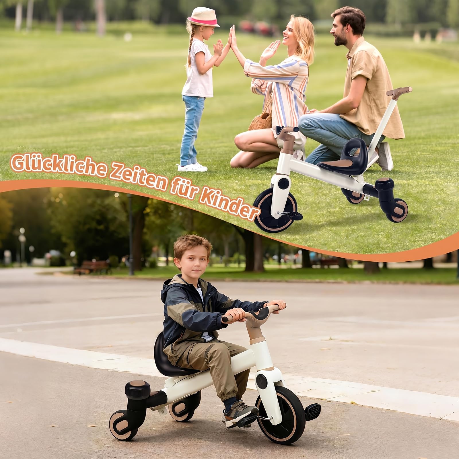 4-in-1-Kinder-Dreirad, umwandelbares Drift-Trike, Pedal-Dreirad für Kinder im Alter von 3-5 Jahren