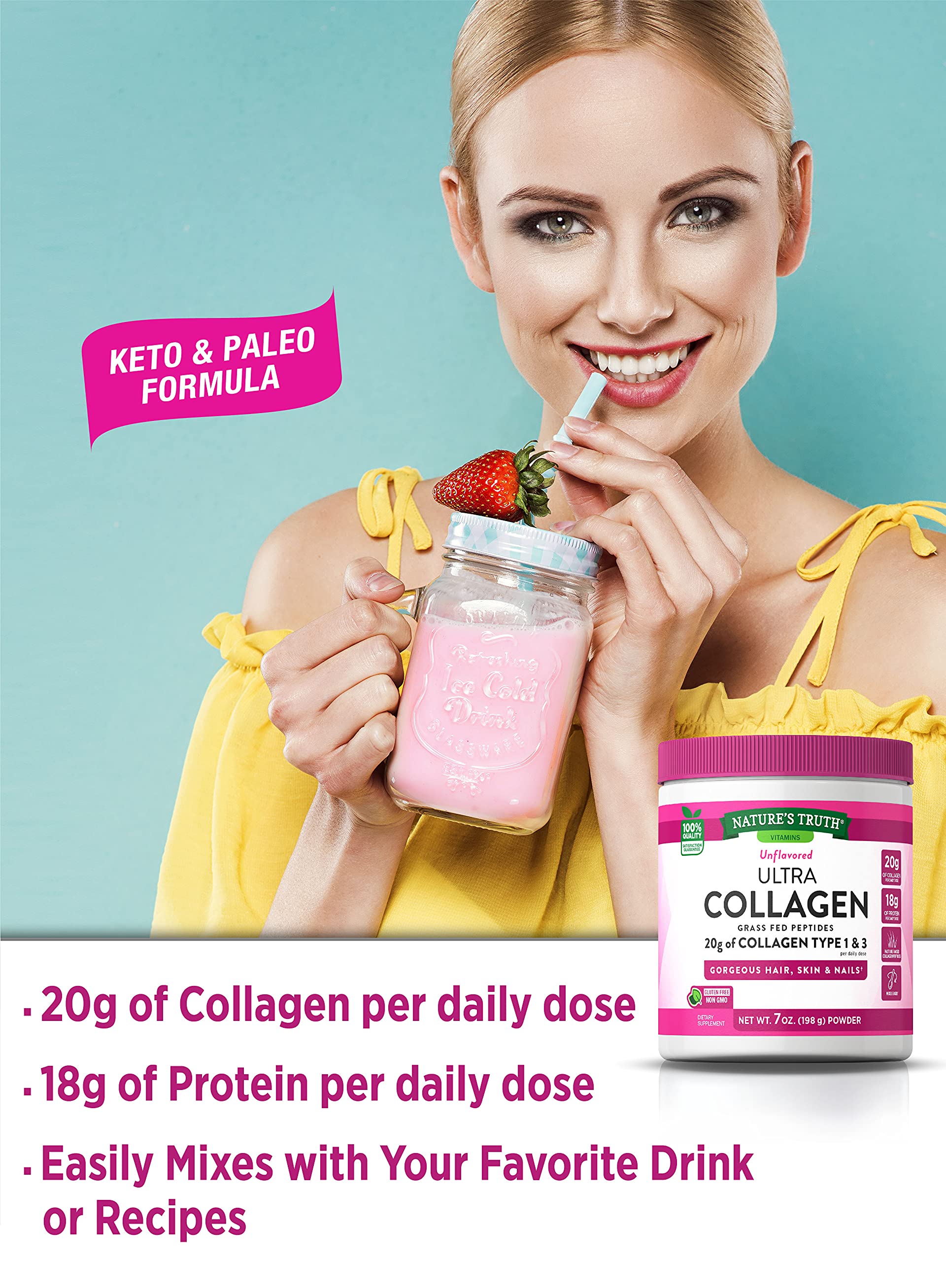 Nature's Truth Ultra Collagen Powder Type I and III Hydrolyzed