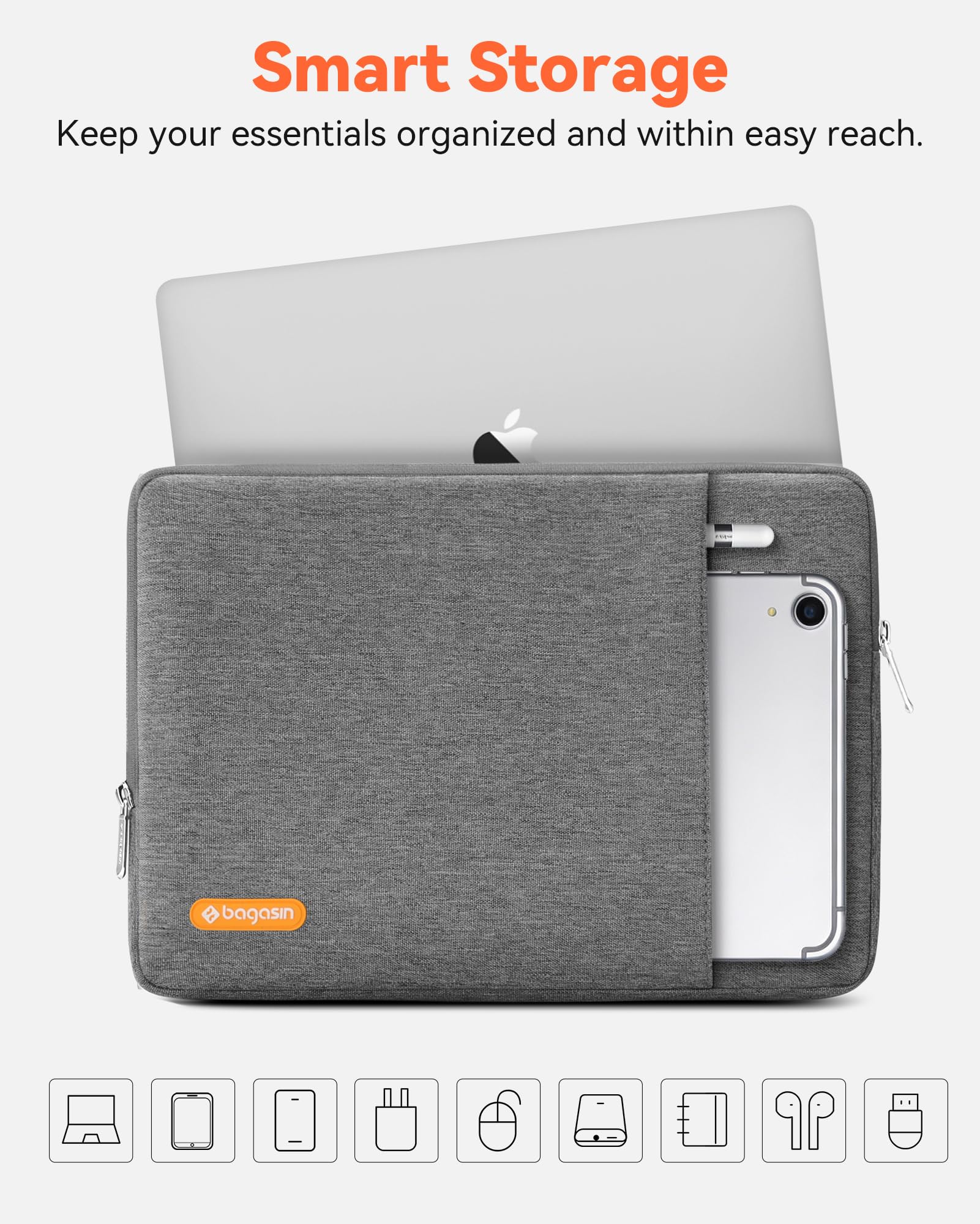 Bagasin Custodia Borsa Porta PC compatibile con MacBook Air/Pro, notebook da 13-13,3 pollici, Sleeve Caso per laptop Computer da 14 pollici Mac con protezione per angoli e bordi