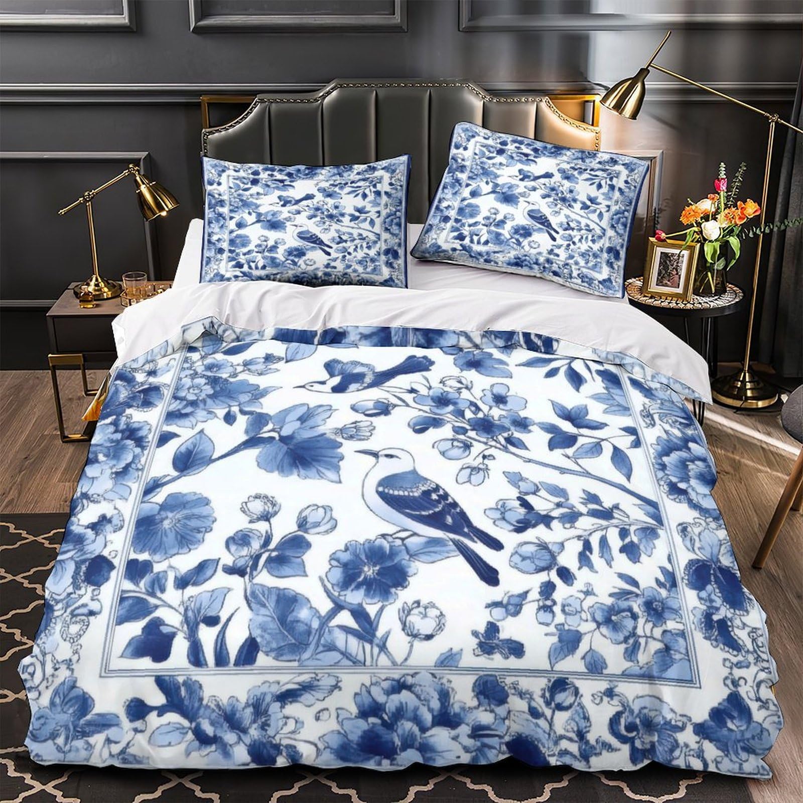 Housse de couette oiseau bleu 140x200 idée cadeau fille ado literie