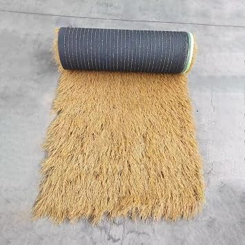 100cm/40in Wide, Artificial Thatch Plastic Thatch with PP Cloth, Carpet Simulation Thatch Rolls, Roofing PE Synthetic Mexican Palm Thatch Tiles, Artificial Thatch Lawn for Decorations Outdoor Patio