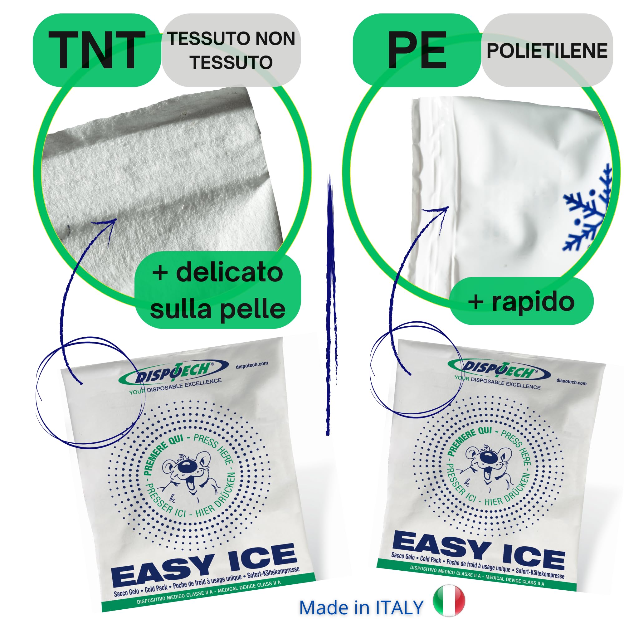 DISPOTECH - Ghiaccio Istantaneo monouso, Busta in PE - 4 Box 25pz, 100 unità - EASY ICE 14 x 18