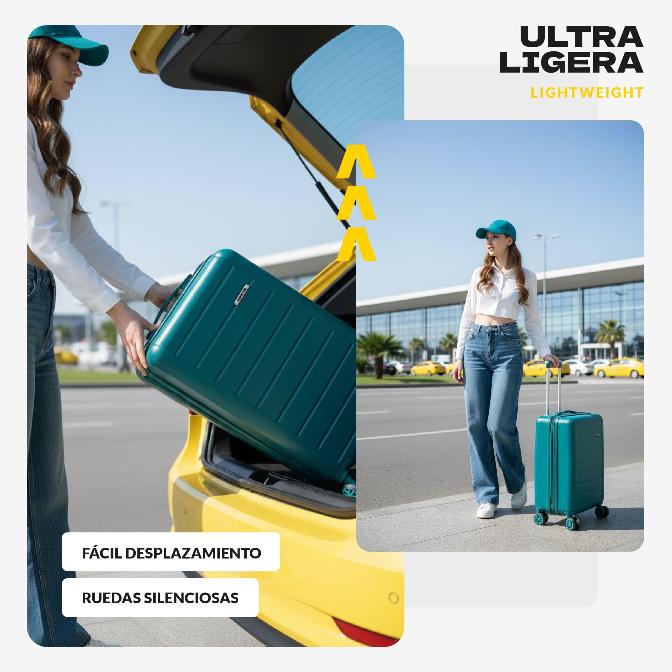 VOYAN Maleta Grande 23kg SDR Gris 68x46x28 Expandible, Trolley Rigido ABS Ligero 4 Ruedas 360°