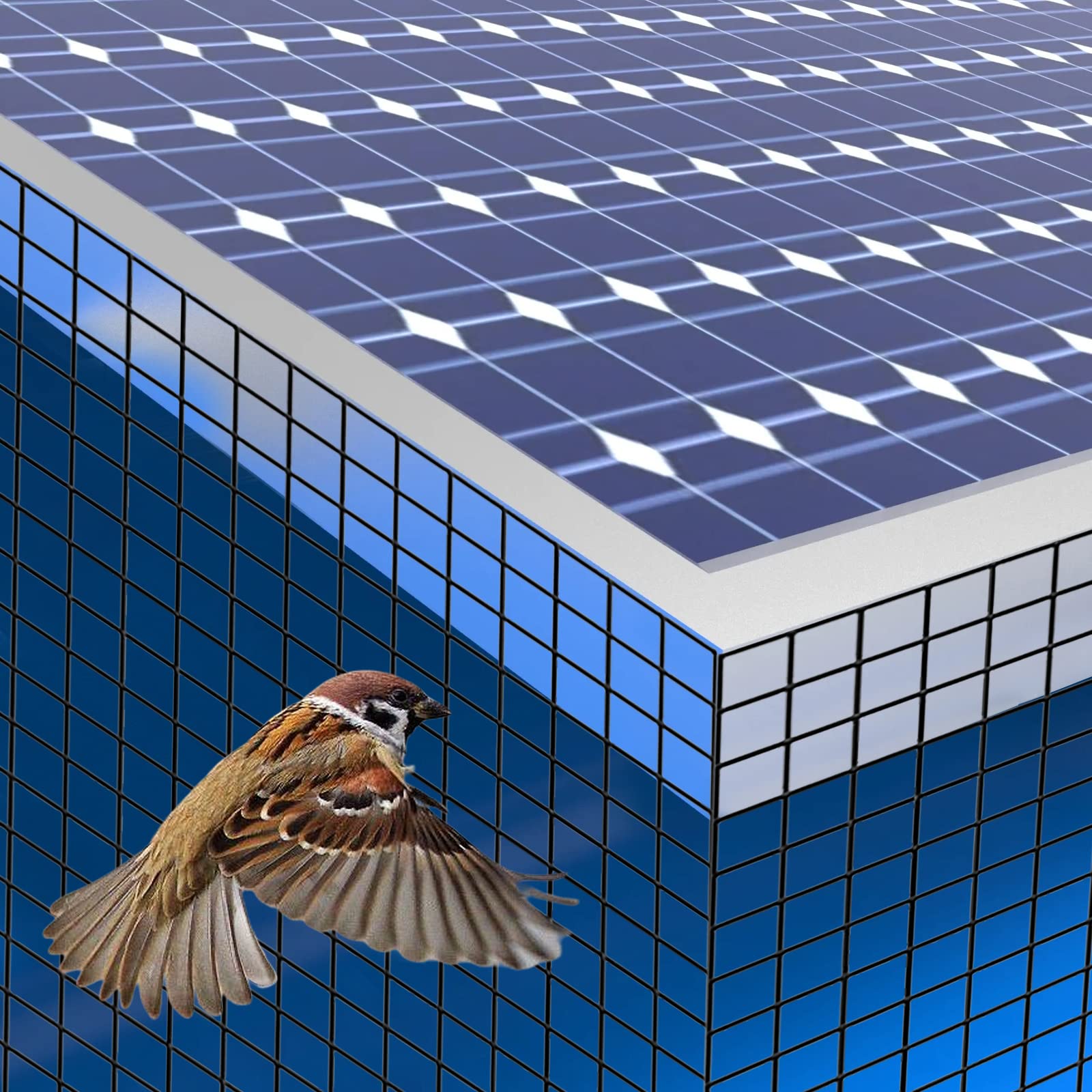 Pannello solare per uccelli, rete metallica rivestita in PVC, 15 x 305 cm, con 70 clip di fissaggio, protegge i pannelli solari da uccelli e detriti