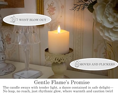 Miniatura 3 de Velas de pilar sin llama parpadeantes con temporizador remoto, velas LED que funcionan con pilas de hasta 400 horas, velas de cera real con llama