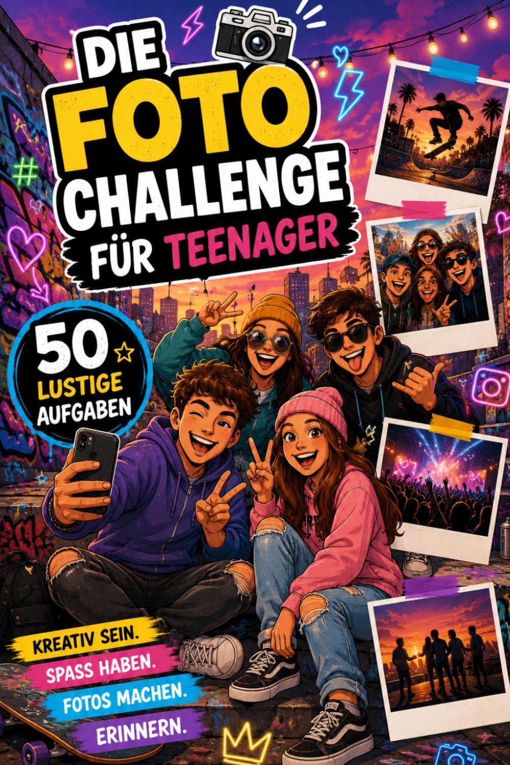 Die Foto Challenge für Teenager: 50 kreative und lustige Fotoaufgaben für Freunde, Freizeit, Schule und unvergessliche Erinnerungen (Foto-Challenge Bücher)