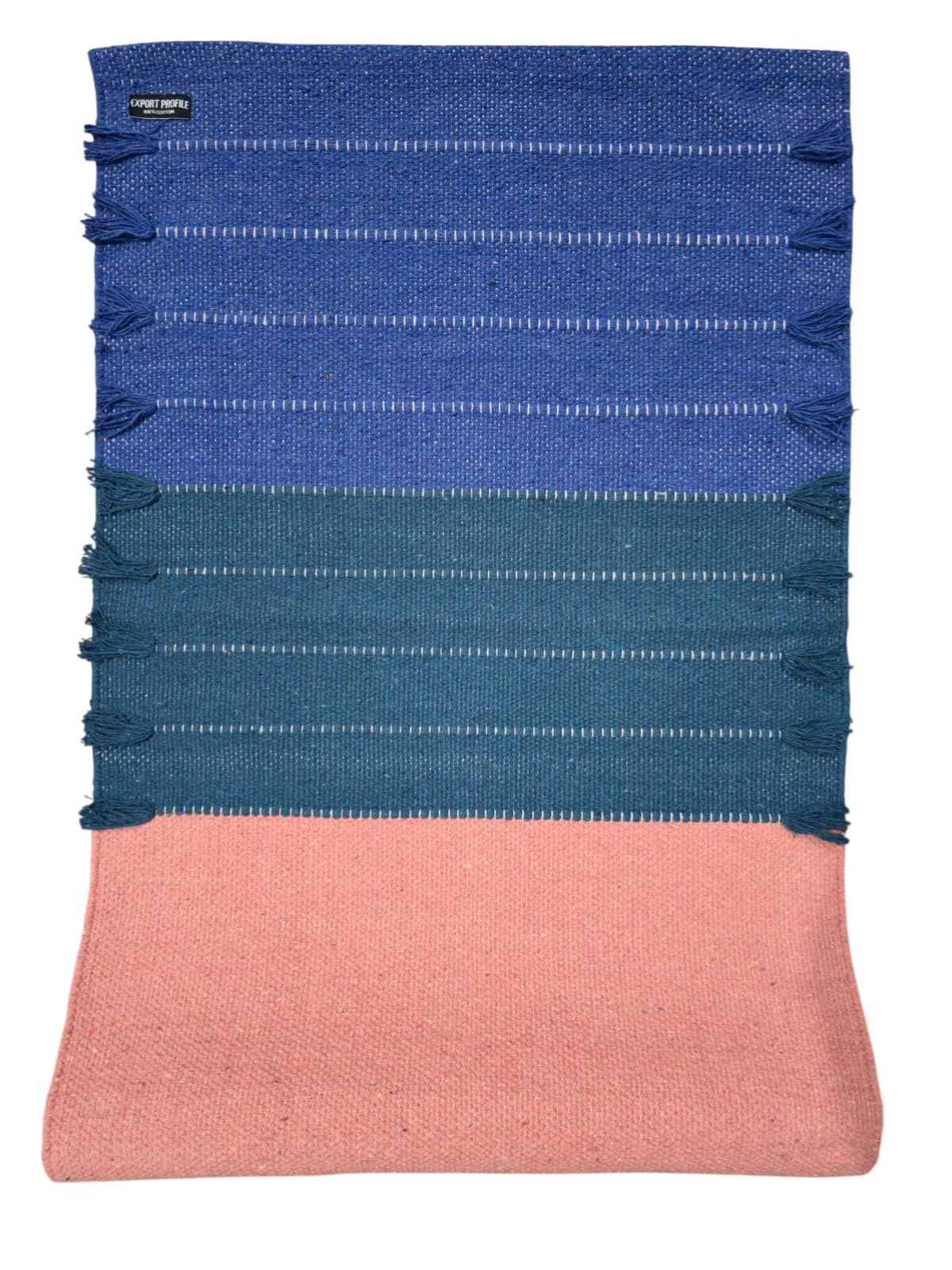EXPORT PROFILE Indian Hand Made Cotton Yoga Mat Eco-Friendly Comfortable Extra Long Hand Woven Rug - 100% Organic Cotton Yoga Mat Non Slip & Thick for Everyday Fitness at Home - Multi 6 (24”x72”x10mm)