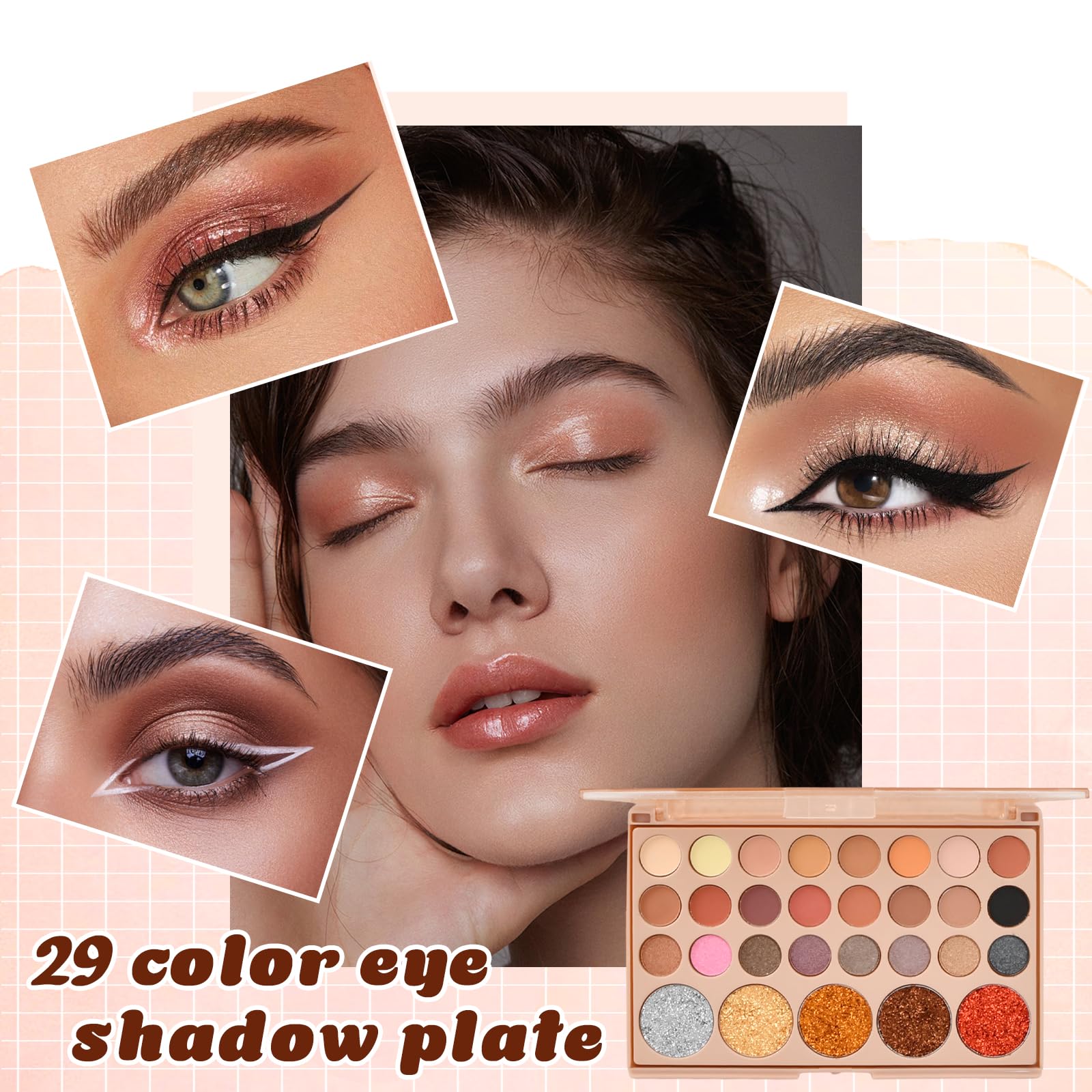 29 Colors Eyeshadow Palette, Highly Pigmented Eye Shadows Palette, Waterproof Eye Make up Kit - Image 4