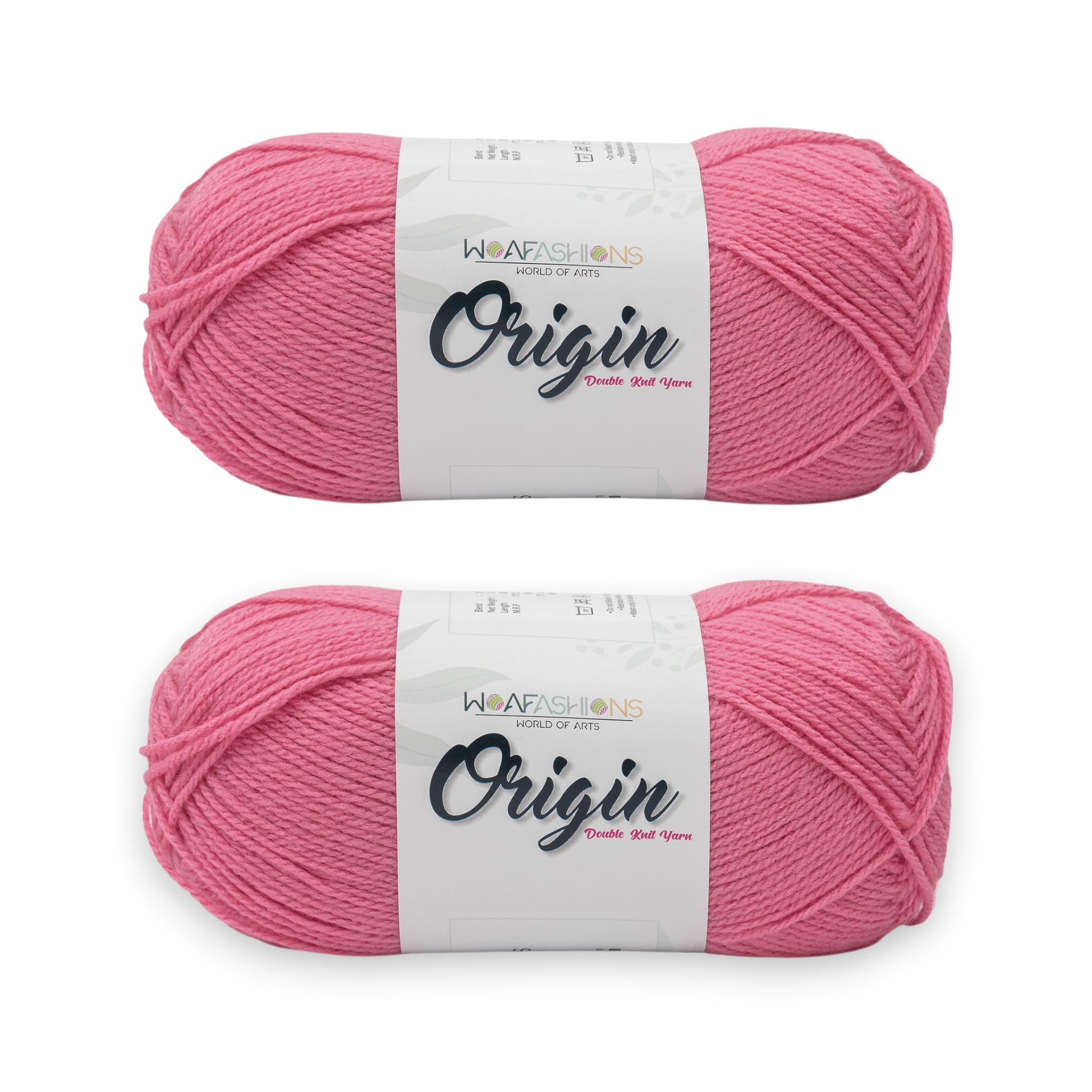 WOAFashions Origin Hand Knitting & Crochet Yarn, 100% Antipilling Acrylic, 3 : Light DK (Flamingo) (200gms / 7.0oz / 532mtr / 580yds)
