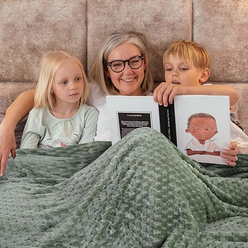 Miniatura 3 de BNuitland Manta de franela verde salvia de gran tamaño (tamaño King de 108 x 90 pulgadas), forro polar de 300 GSM, acogedora, cálida, suave,