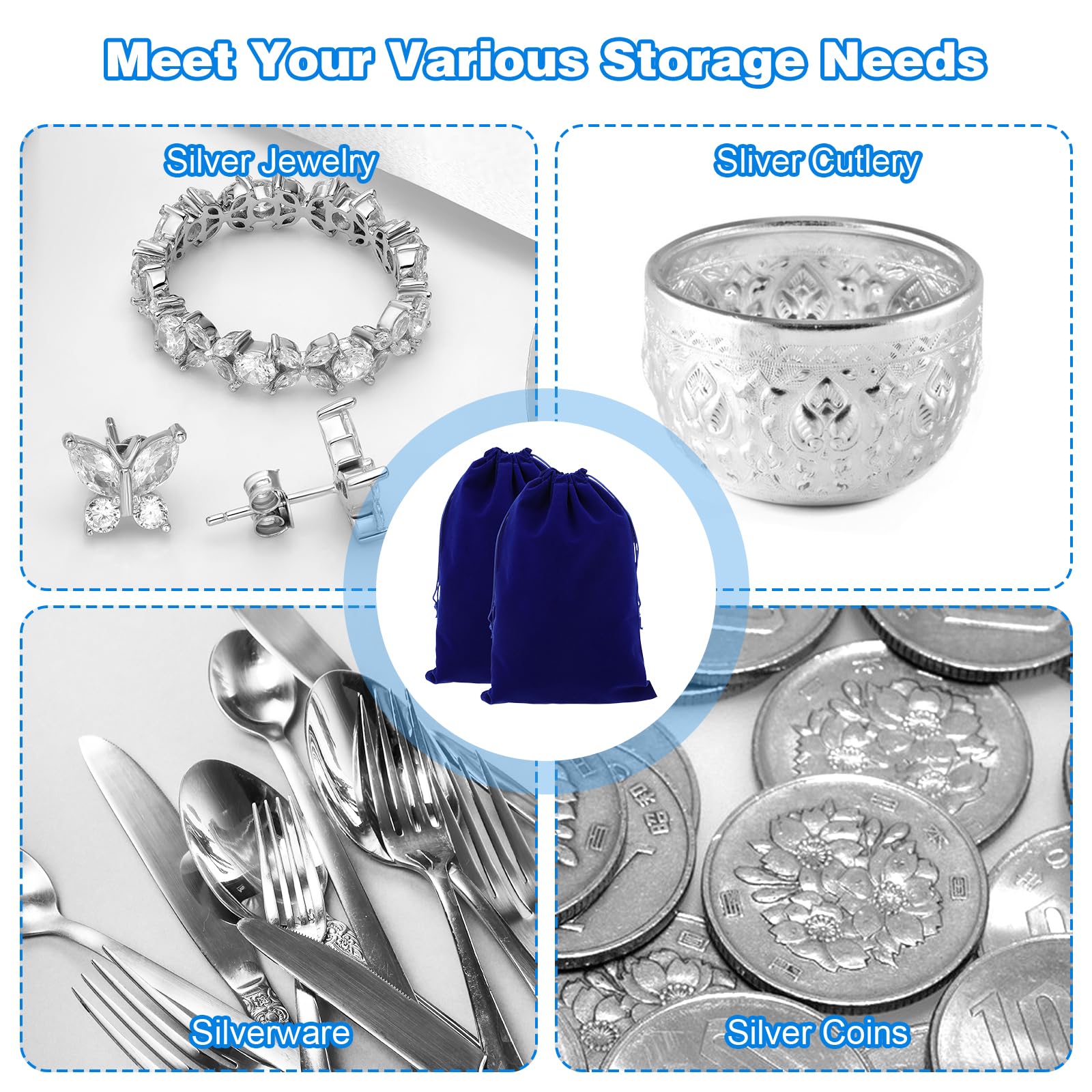 Amabro 4PCS Silver Storage Bags - Image 3