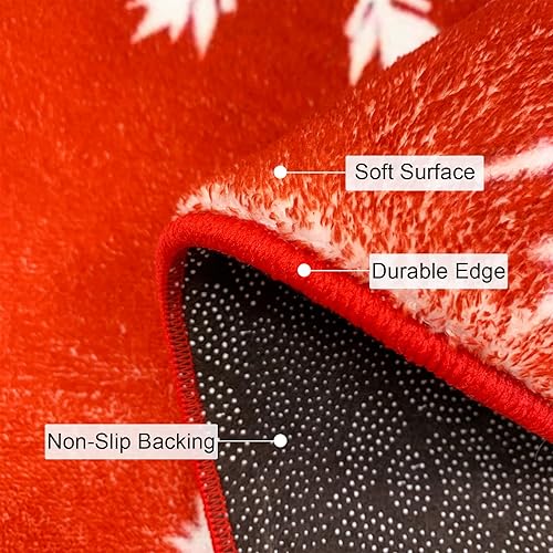Miniatura 7 de ABREEZE Alfombra de pasillo de Navidad, alfombra de copo de nieve roja, alfombra suave y esponjosa, alfombra antideslizante para decoración del