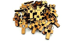 50 Pack of Decorative Small Olive Wood Cross Necklaces