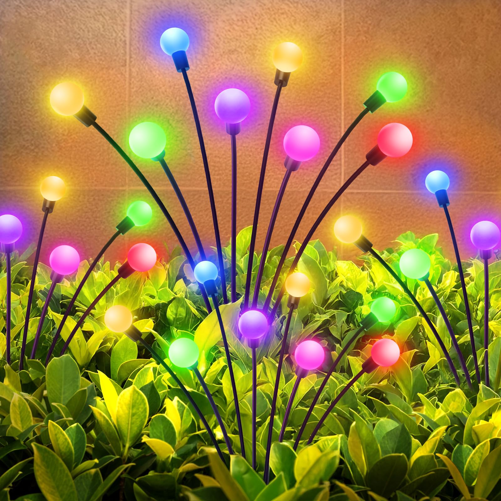 GEARLITE Firefly Solarlampen für Außen Garten 4 Stück, 32 Buntes Led Superhelle Glühwürmchen Weihnachten Aussen Solar, IP65 Wasserdicht Schwingende Garten-Deko für Outdoor Pathway Yard