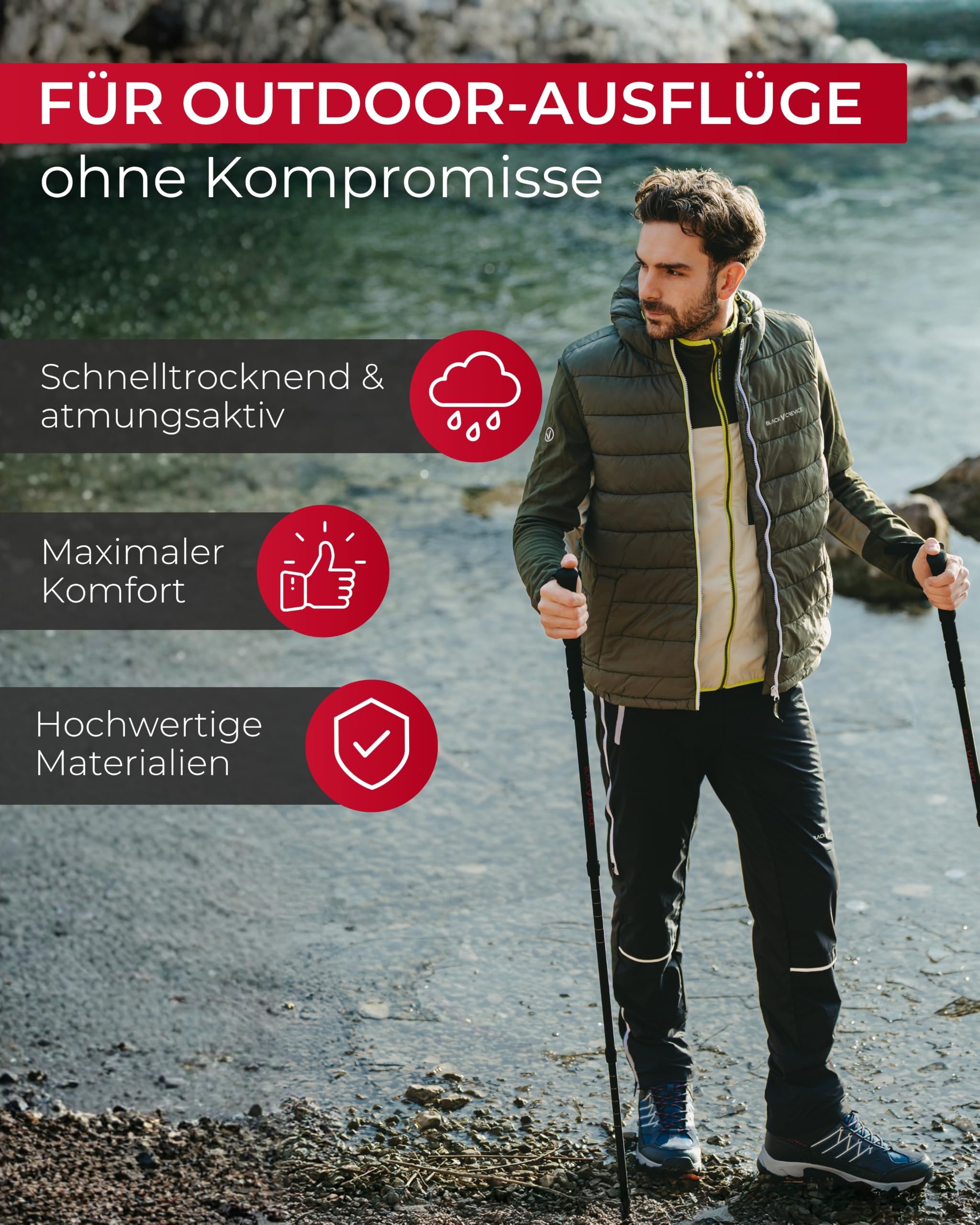 Black Crevice Herren Midlayer Microfleece Jacke I atmungsaktive & leichte Fleecejacke mit Kapuze & Brusttasche