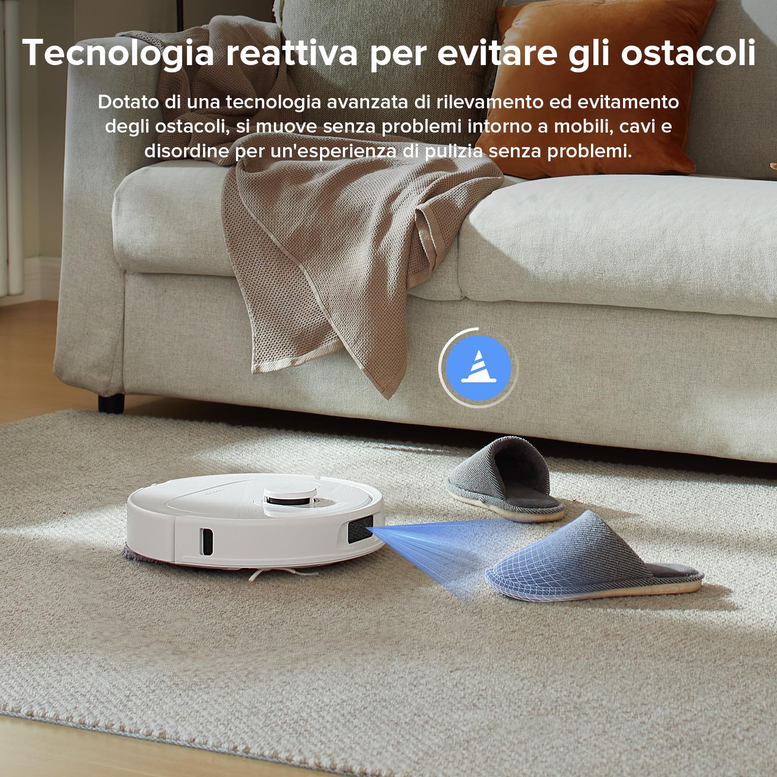roborock QV 35A Robot Aspirapolvere Lavapavimenti, Antigroviglio, Aspirazione HyperForce, Panno Sollevabile, Autolavaggio, Asciugatura ad Aria, Stazione Tutto in Uno, Modalità Tappeti, Bianco