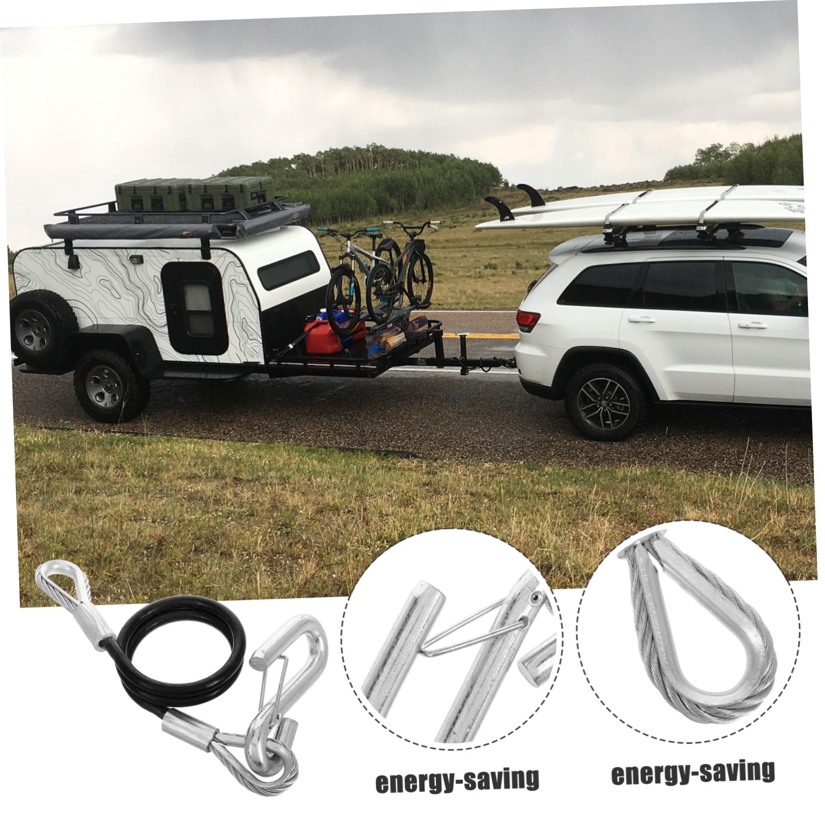 Selbstaufrollendes Anhängersicherheitsseil aus Stahl 3500 Lbs Tragkraft mit Haken Zuverlässiges Abschleppseil für SUV und ATV Einfache Montage und Sichere Ladungssicherung