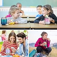 Vista 7 de Contenedor de alimentos aislado de 17 onzas para sopa termo para adultos de comida caliente, lonchera al vacío de acero inoxidable con cuchara