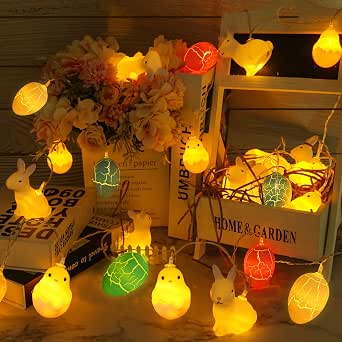 Mosoan Easter Decorations Easter Lights 11.8 FT 24 LED Easter Eggs ...