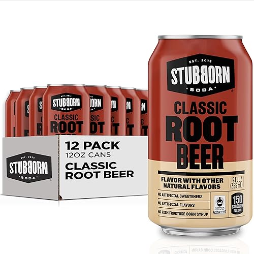 STUBBORN SODA, Cerveza de raíz clásica, latas de 12 onzas (paquete de 12)