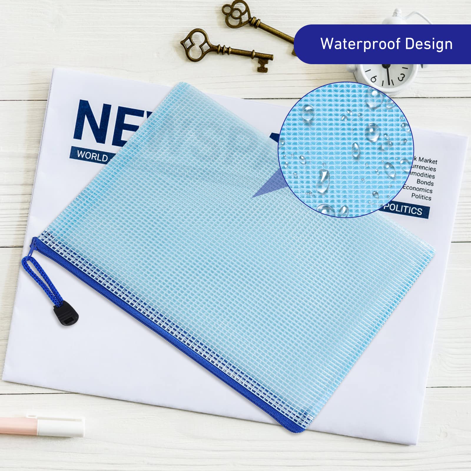 PLAPOT Lot De 21 Porte-documents A4 + A5 + A6, Avec Fermeture éclair, 7 Couleurs, Poche Zippée, étanche, Pour Bureau, école, Voyage