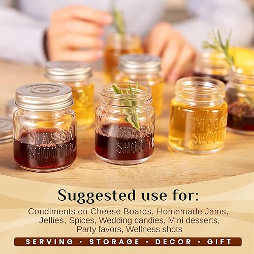 Miniatura 6 de Frascos de vidrio pequeños con tapa, frascos pequeños para tragos, de 2 onzas, 8 unidades