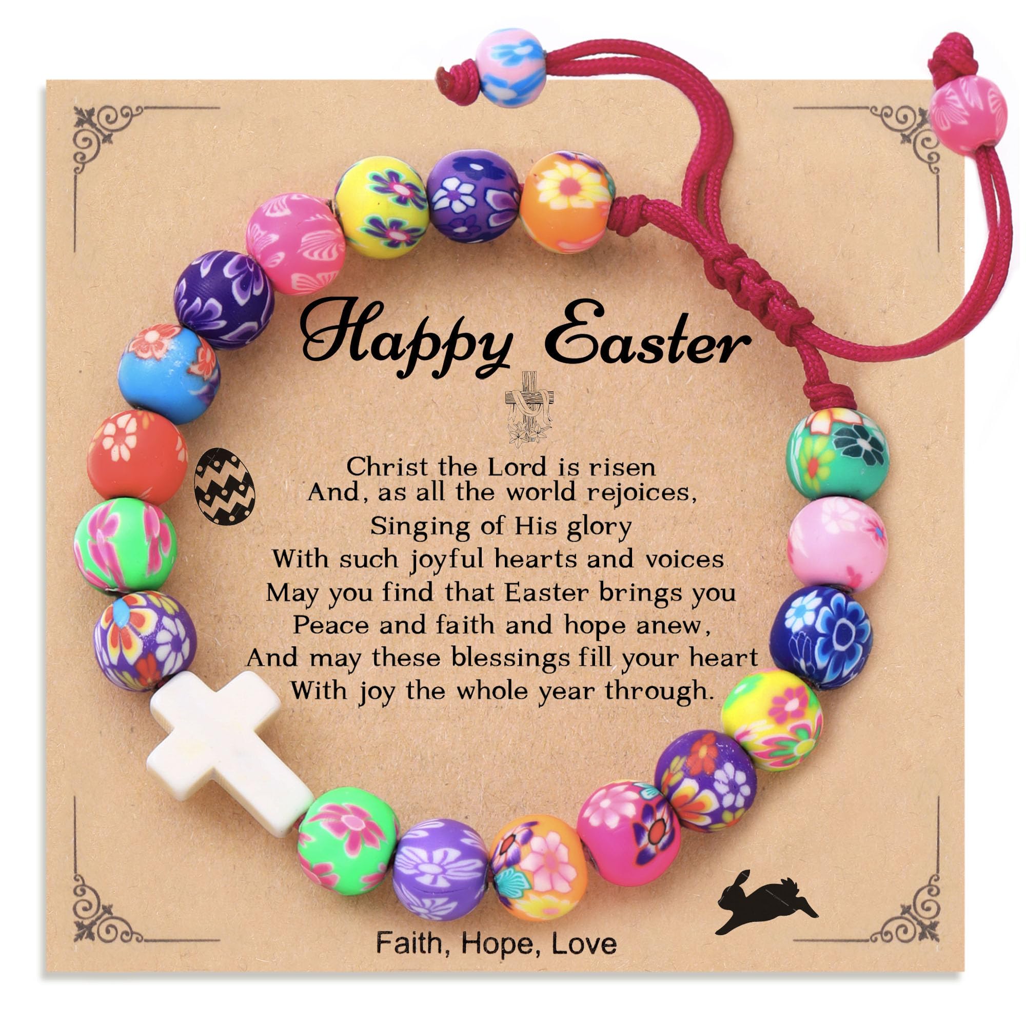 Easter Basket Stuffers for Teens, Happy Easter Bracelets Religious Christian Easter Jewelry for Girls Daughter Granddaughter Niece