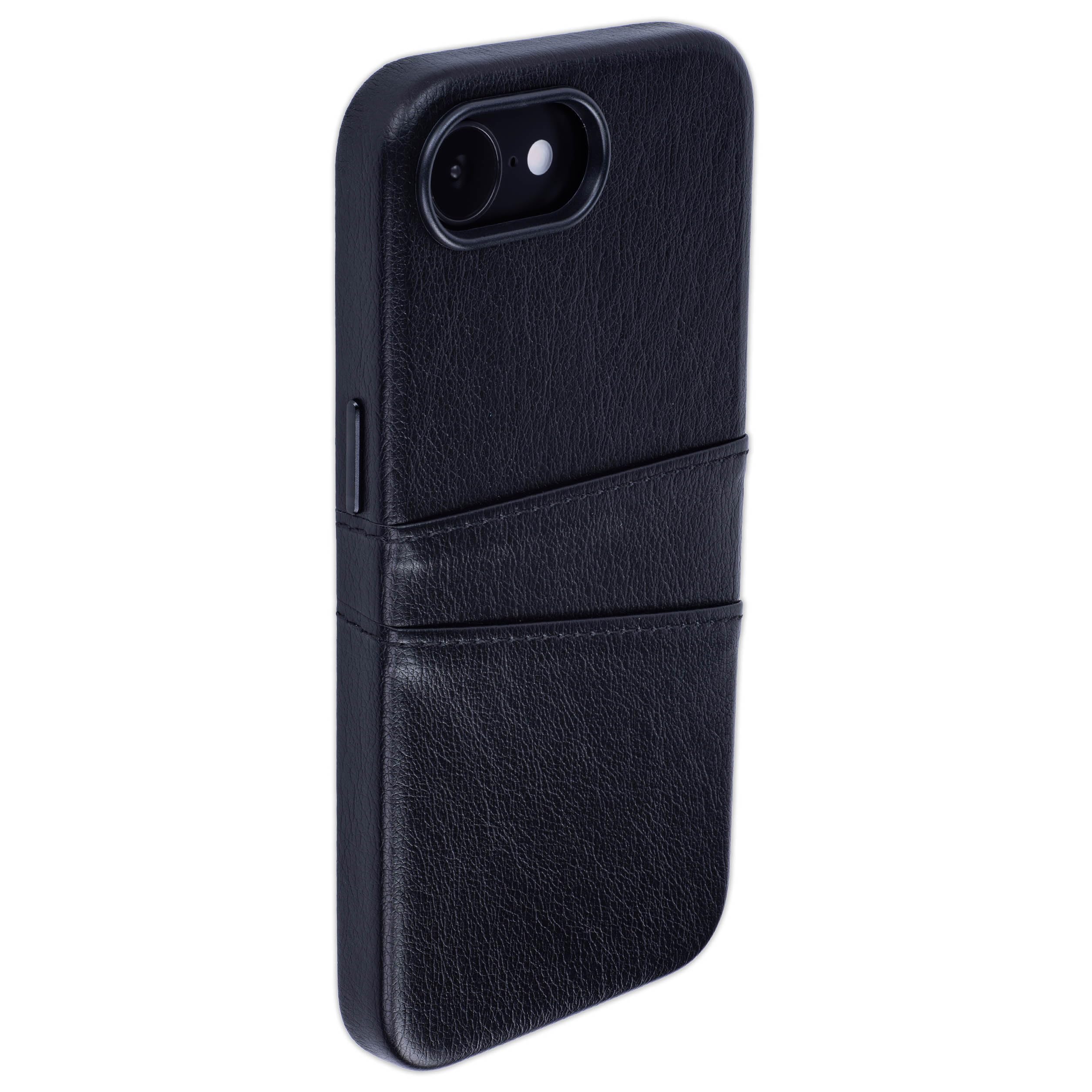 Dockem M2 Exec Funda para iPhone 17e, iPhone 16e con Tarjetero Cartera y Placa de Metal Integrada para Montaje Magnético: 2 Bolsillos para Tarjetas: Carcasa de Cuero Sintético Premium (Negro)